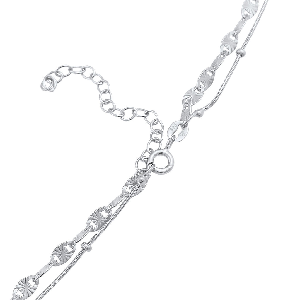 Silver Perhiasan Wanita Perak Asli - Silver Kalung  Layer Plate Half Moon Astro Trend