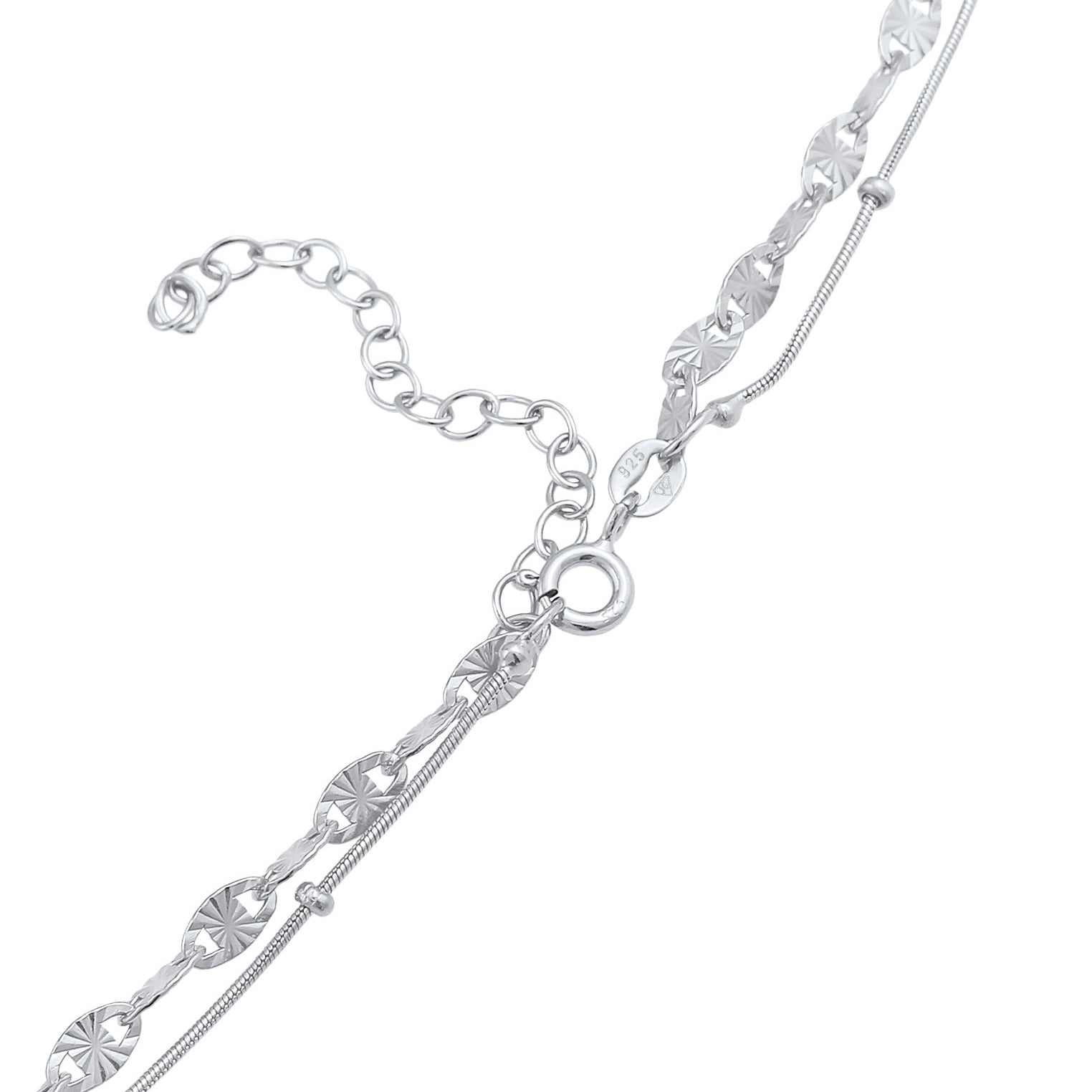 Silver Perhiasan Wanita Perak Asli - Silver Kalung  Layer Plate Half Moon Astro Trend