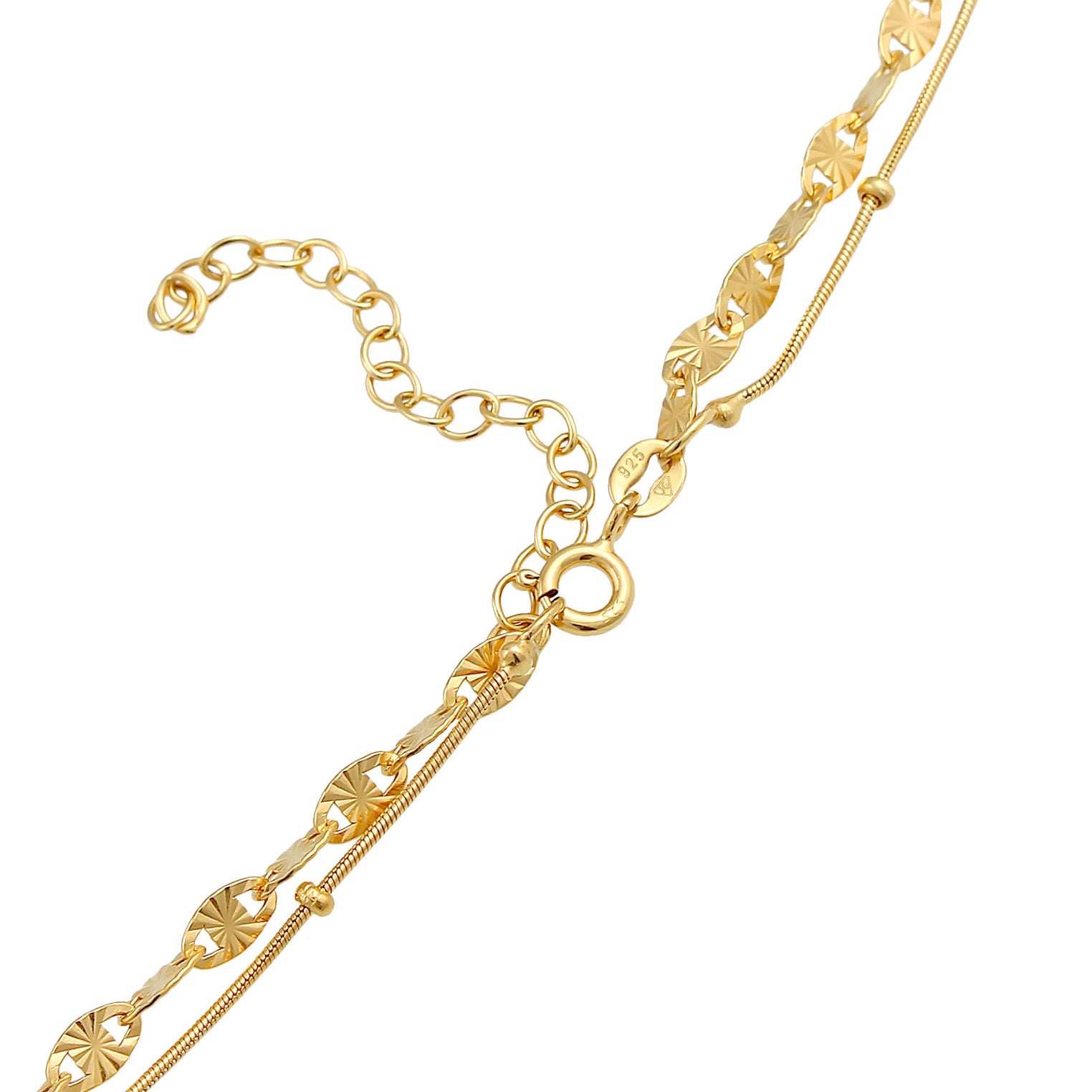 Gold Perhiasan Wanita Perak Asli - Silver Kalung  Layer Plate Half Moon Astro Trend Lapis Emas