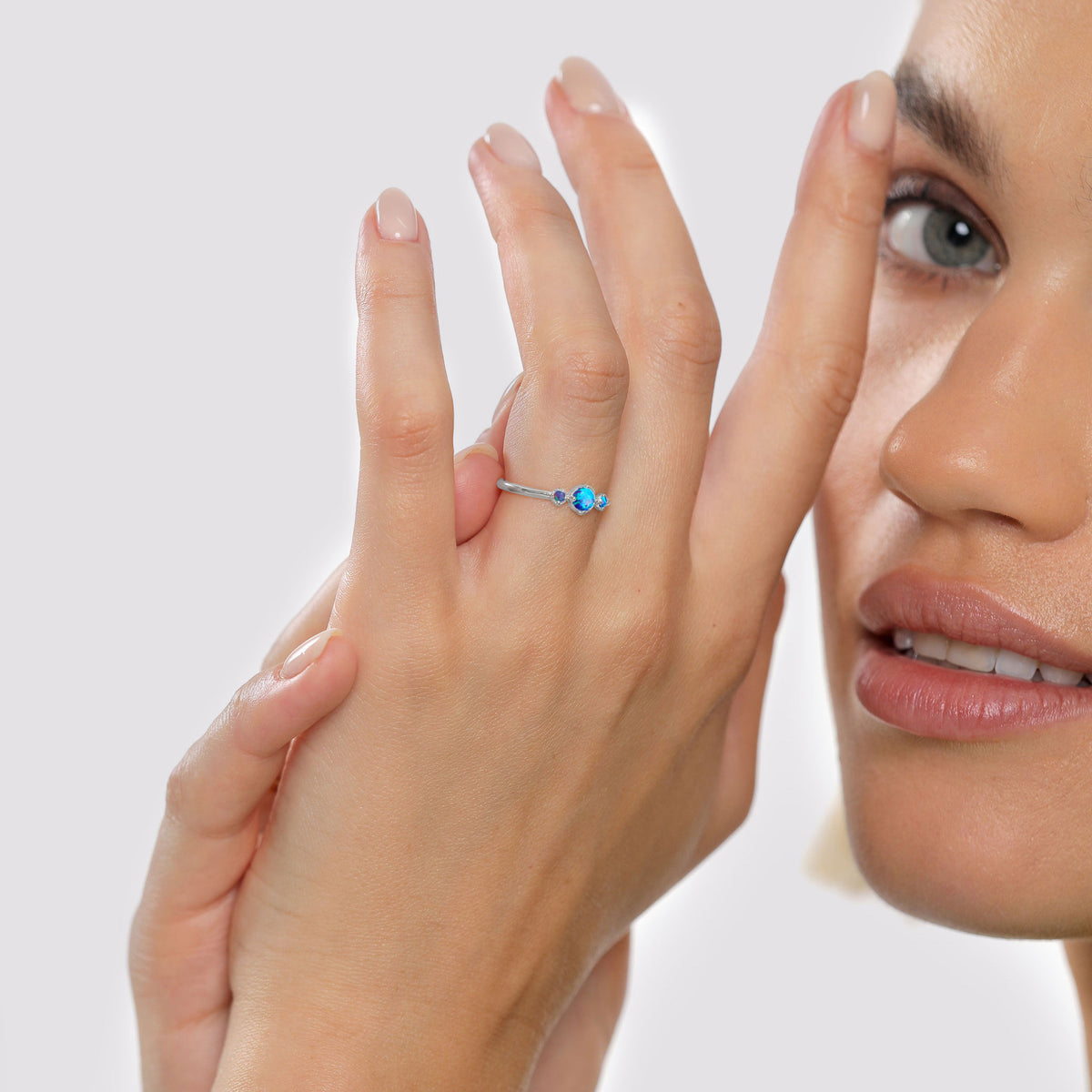 Blue Opal Ring 925 Silver