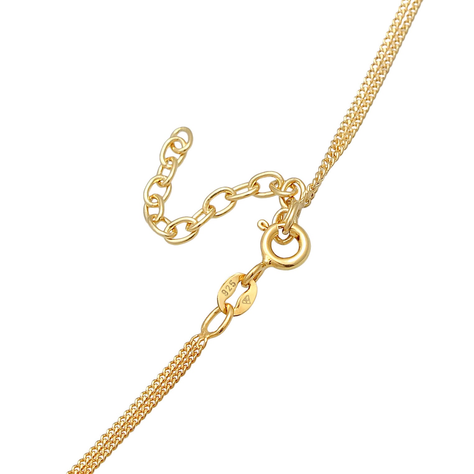 Gold Perhiasan Wanita Perak Asli - Silver Kalung  Layer Circle Plate Basic Trend Lapis Emas