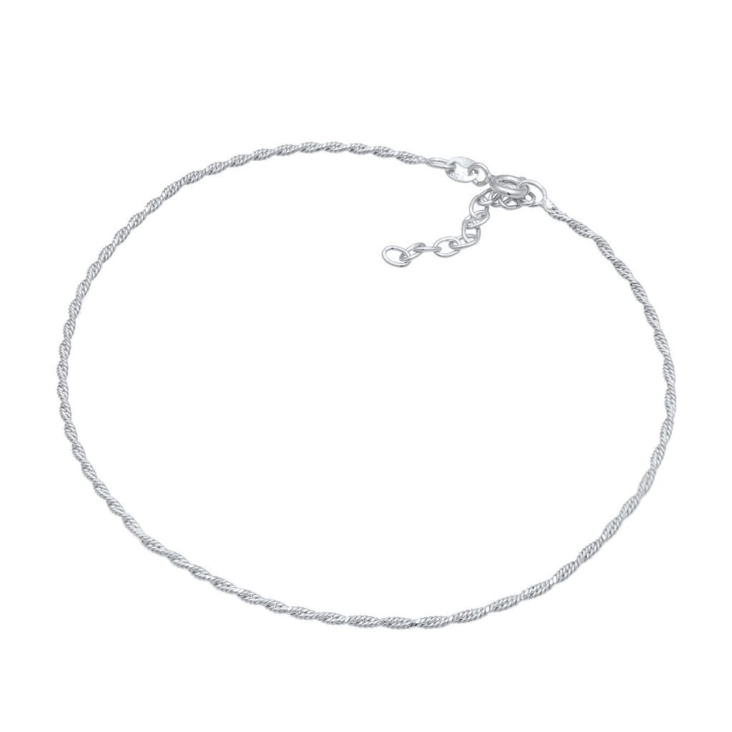 Silver Perhiasan Wanita Perak Asli - Silver Gelang Kaki Twisted Cord