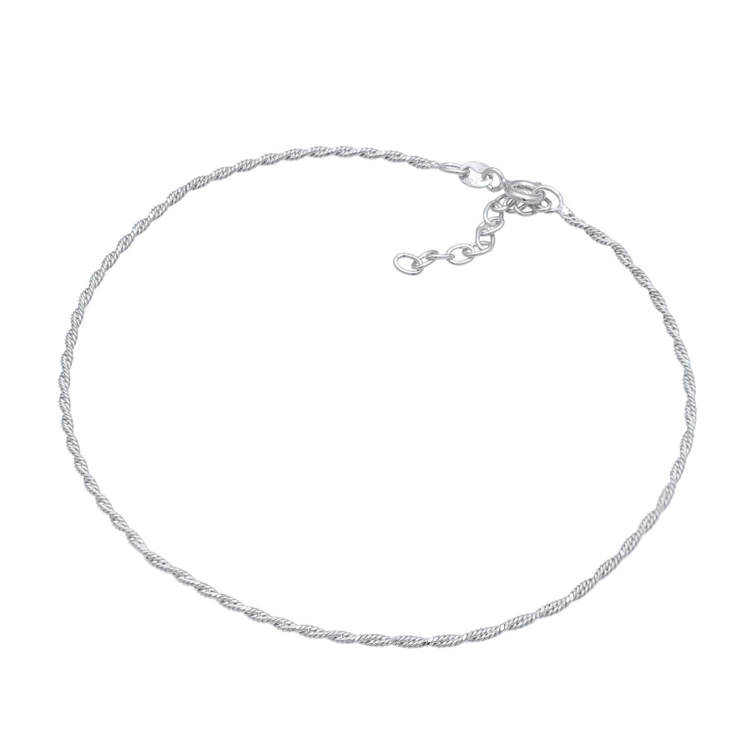 Silver Perhiasan Wanita Perak Asli - Silver Gelang Kaki Twisted Cord