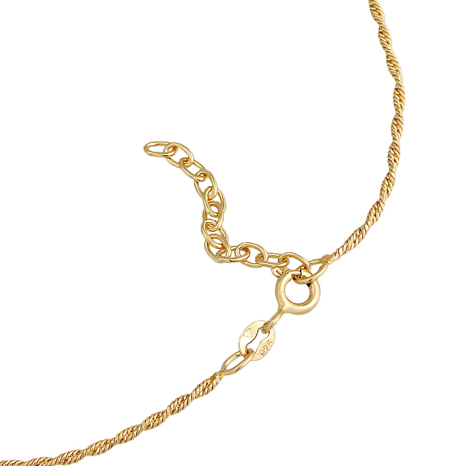 Gold Perhiasan Wanita Perak Asli - Silver Gelang Kaki Twisted Cord Gold Plated
