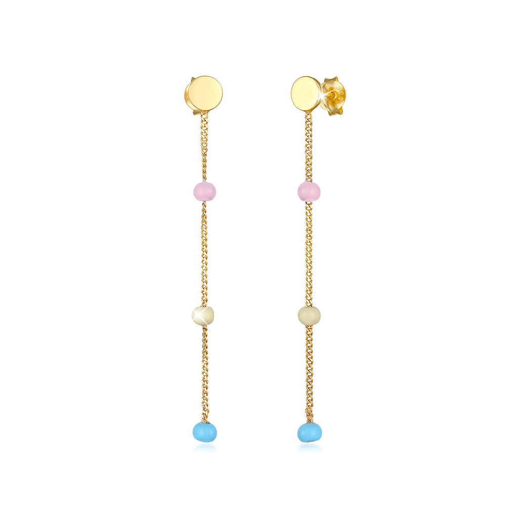 Gold Anting Perhiasan Perak 925 Wanita Hanger Ball Enamel Gold Plated