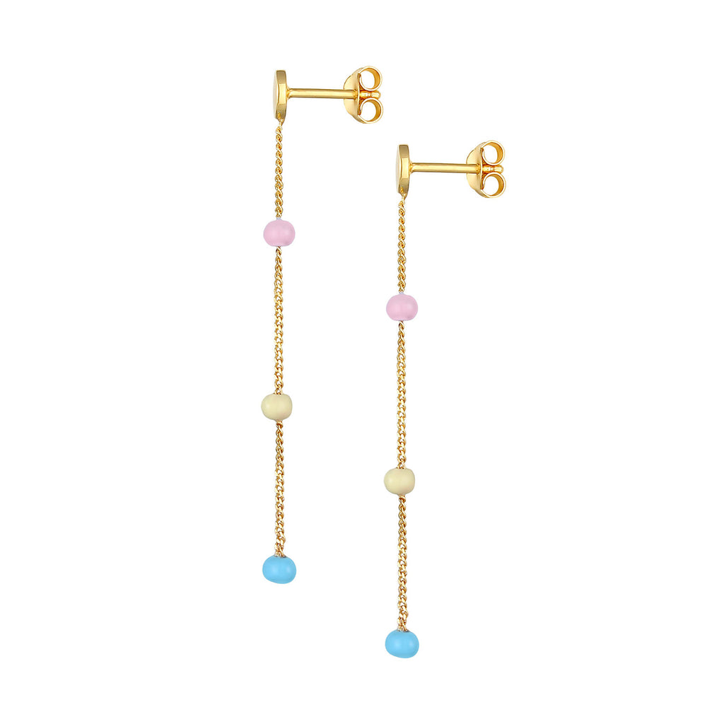 Gold Anting Perhiasan Perak 925 Wanita Hanger Ball Enamel Gold Plated