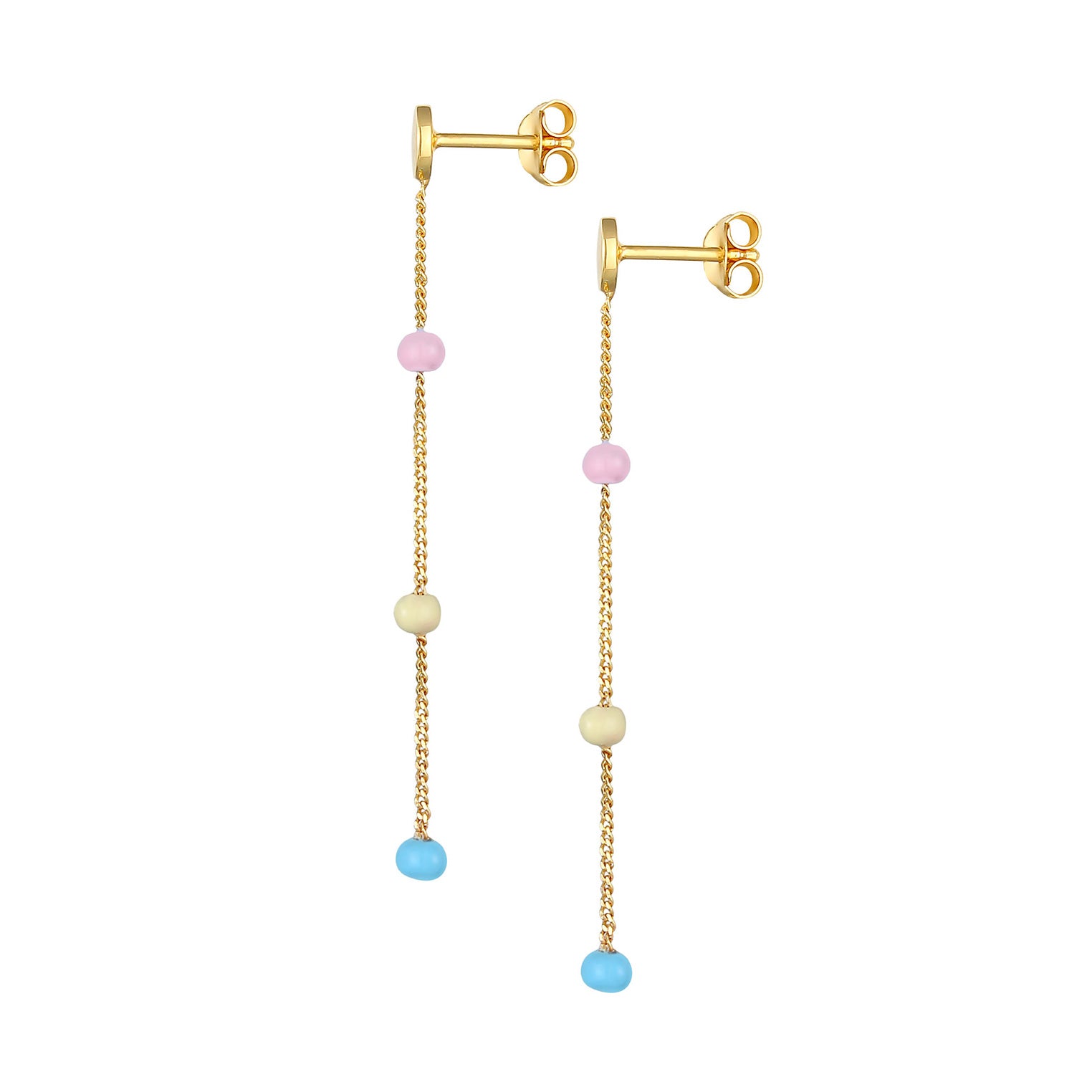 Gold Anting Perhiasan Perak 925 Wanita Hanger Ball Enamel Gold Plated