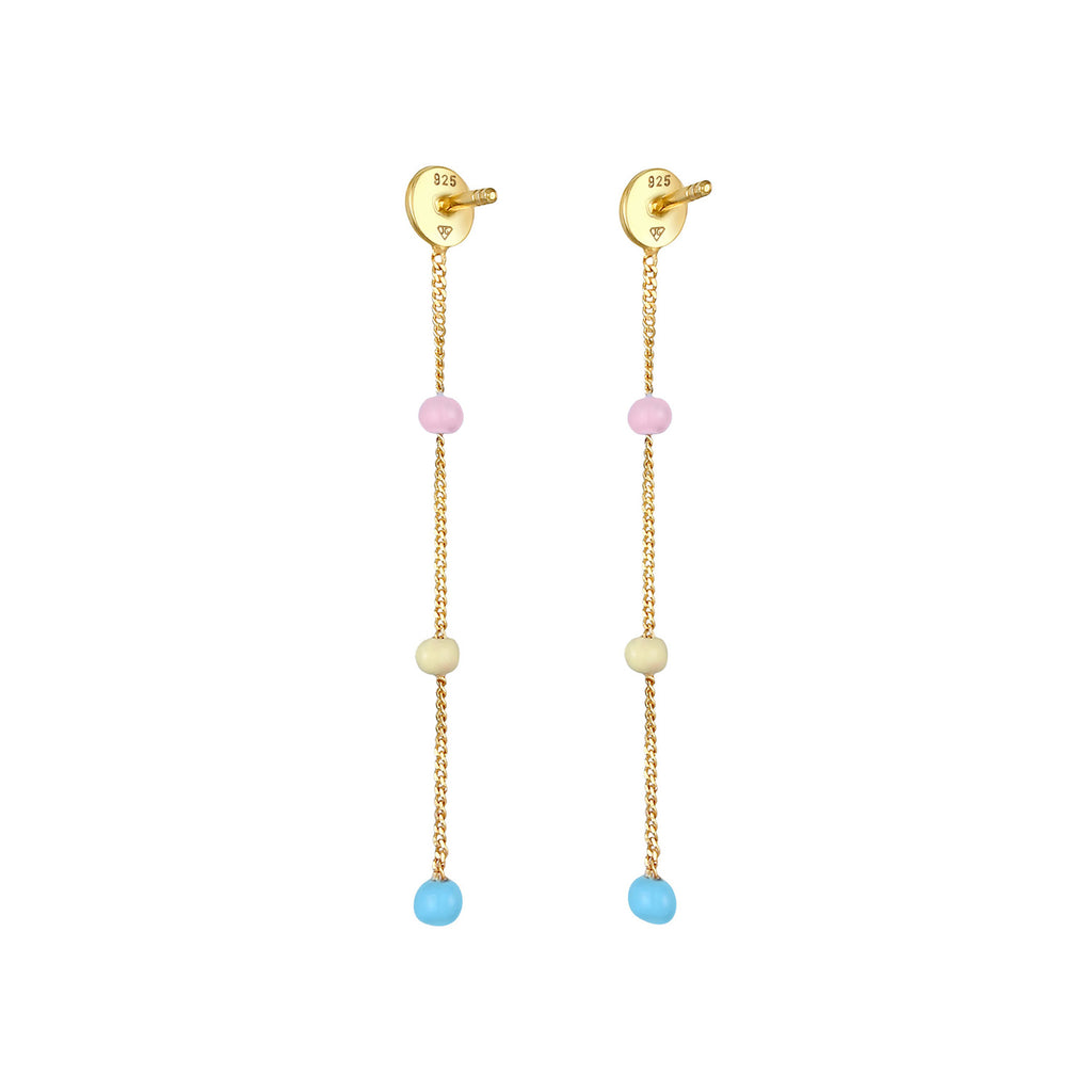 Gold Anting Perhiasan Perak 925 Wanita Hanger Ball Enamel Gold Plated