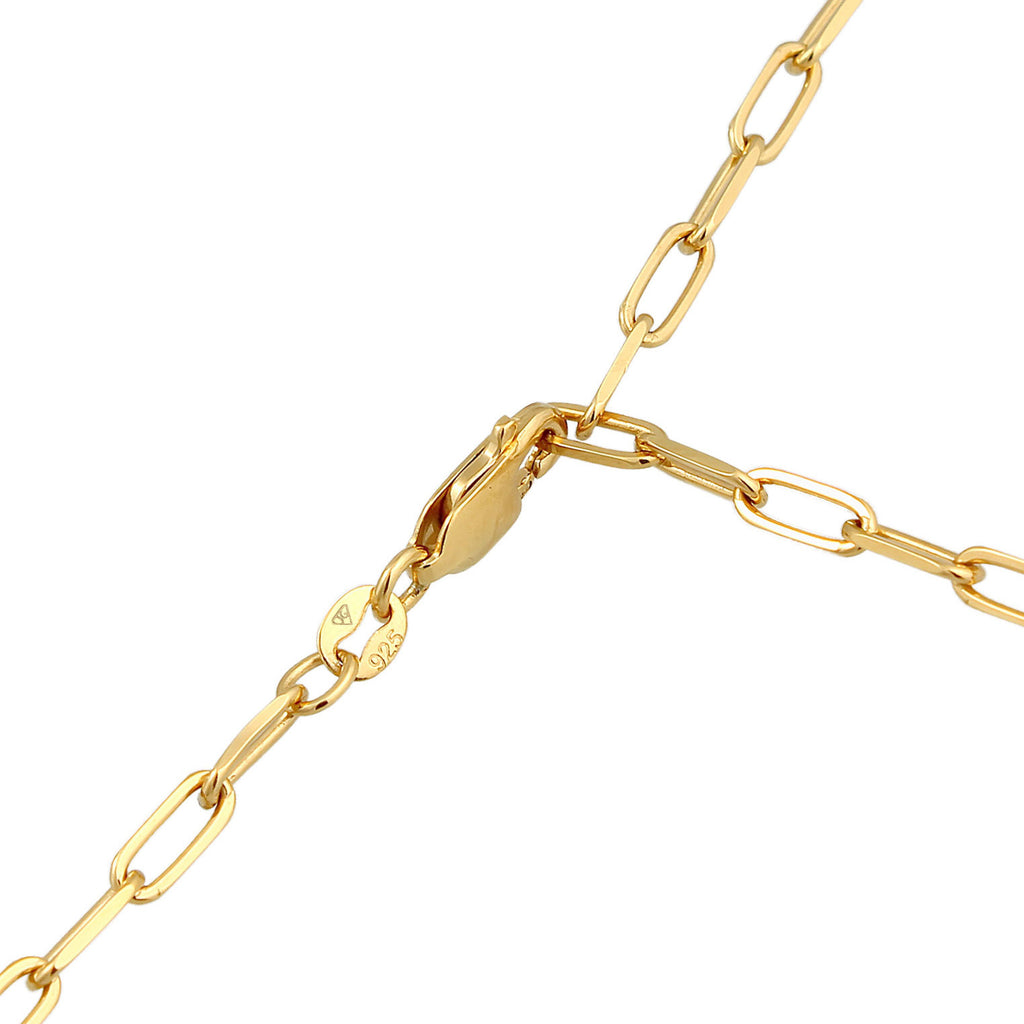 Gold Perhiasan Wanita Perak Asli - Silver Kalung  Y-Chain Links Oval Coarse Timeless Lapis Emas