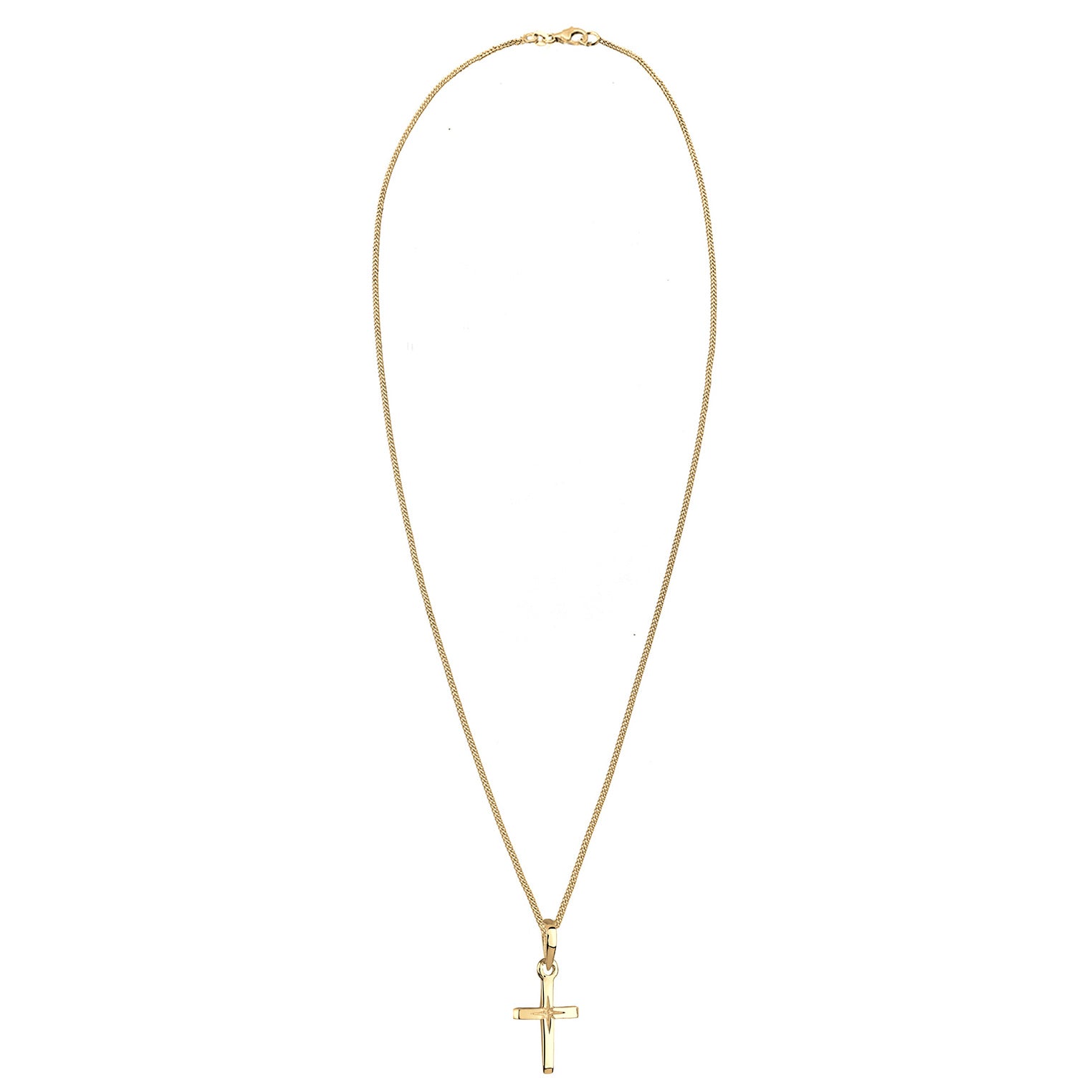 Gold Perhiasan Wanita Perak Asli - Silver Kalung  Cross Star Engraving Lapis Emas