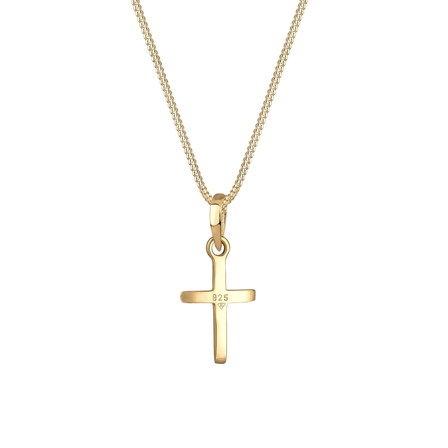 Gold Perhiasan Wanita Perak Asli - Silver Kalung  Cross Star Engraving Lapis Emas