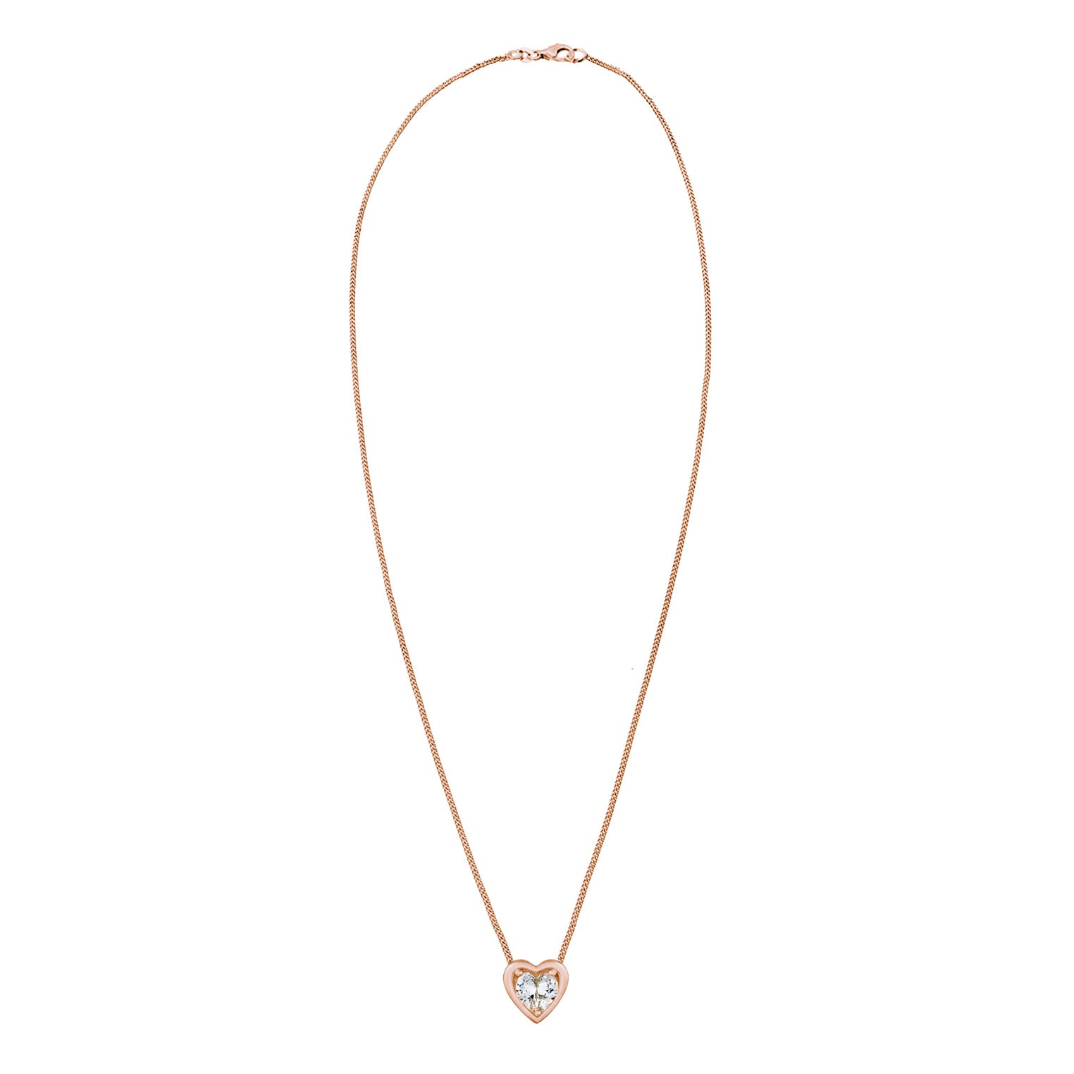 Rosegold Perhiasan Wanita Perak Asli - Silver Kalung  Heart Sparkling Zirconia Stone Lapis Rosegold