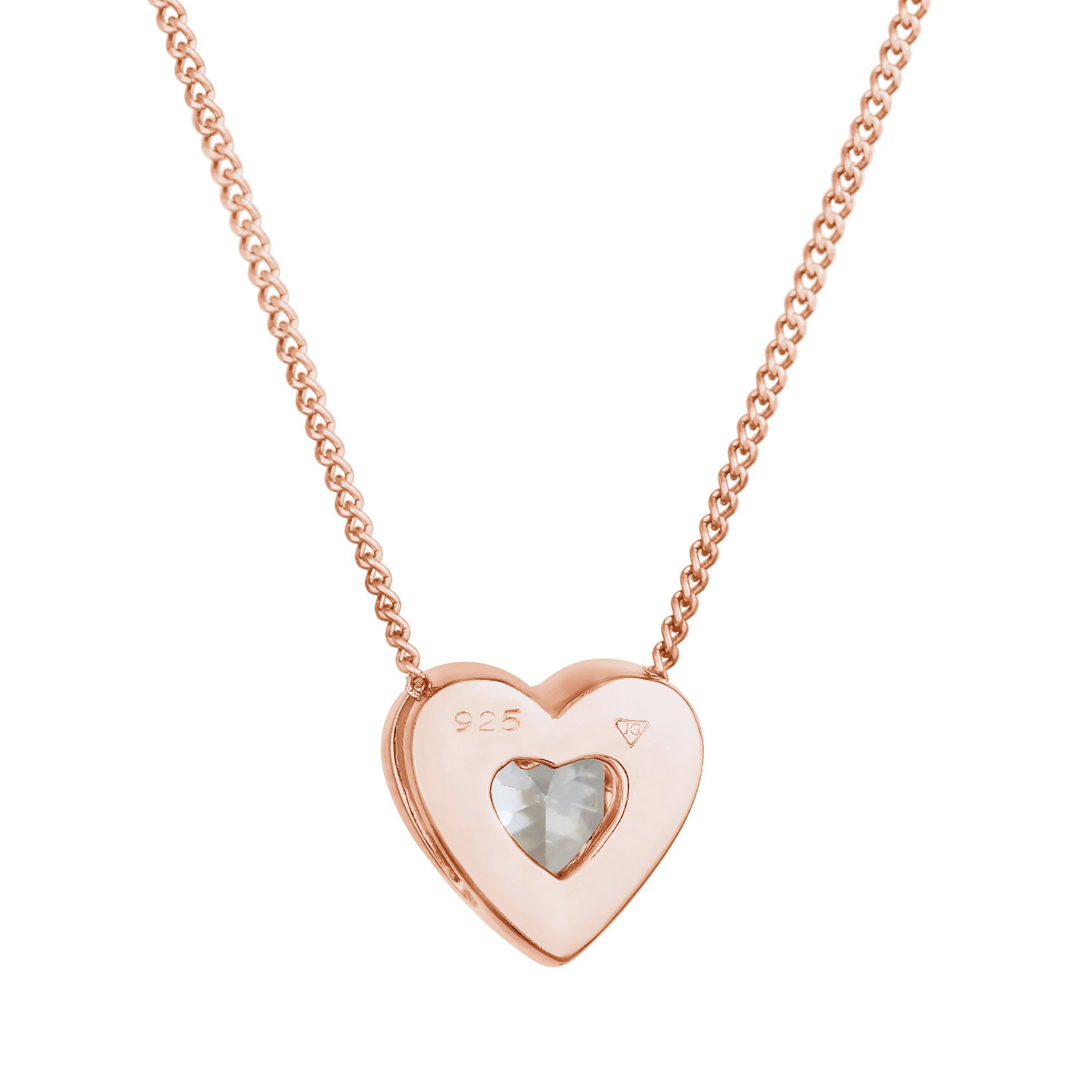 Rosegold Perhiasan Wanita Perak Asli - Silver Kalung  Heart Sparkling Zirconia Stone Lapis Rosegold