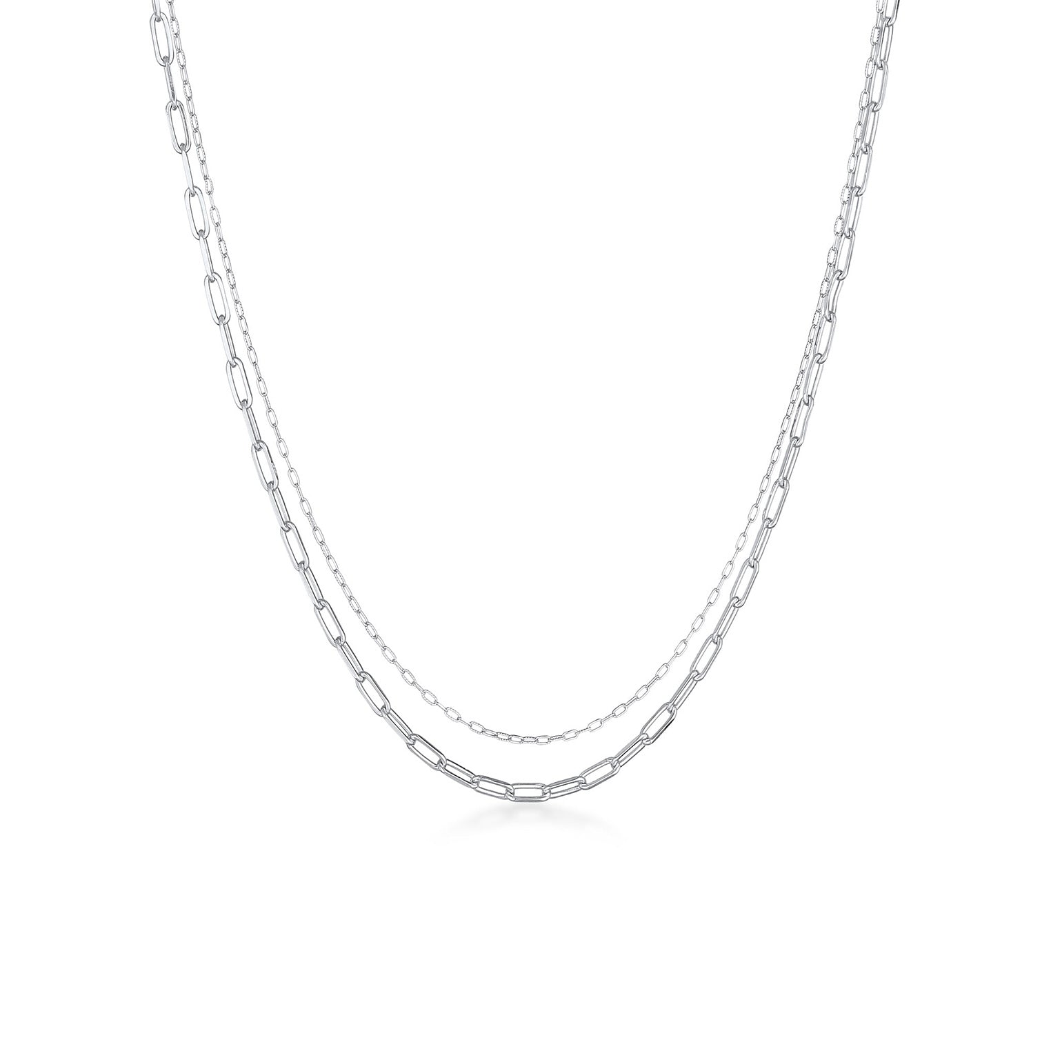 Silver Perhiasan Wanita Perak Asli - Silver Kalung  Layer Links Oval Basic Blogger Trend Filigree