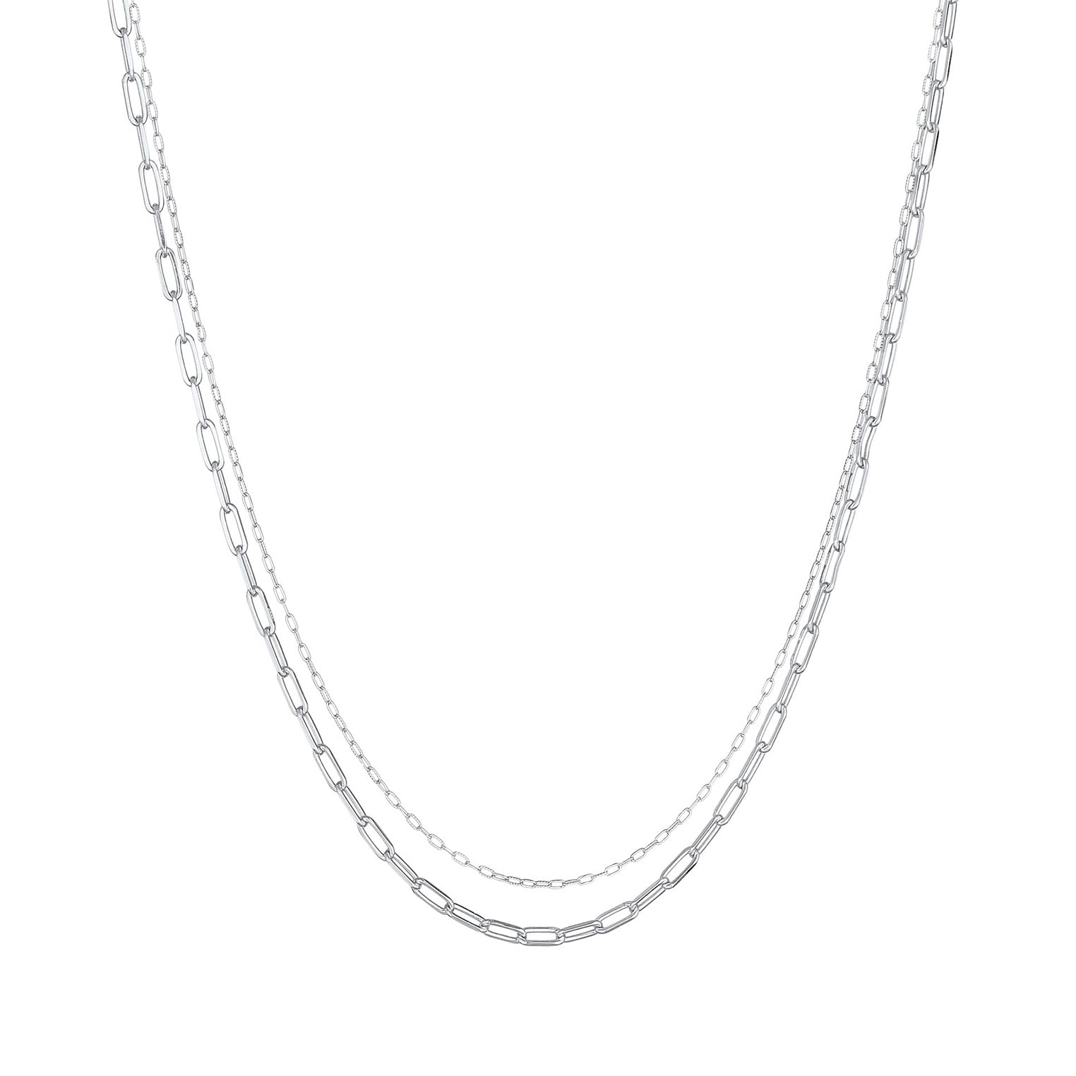 Silver Perhiasan Wanita Perak Asli - Silver Kalung  Layer Links Oval Basic Blogger Trend Filigree