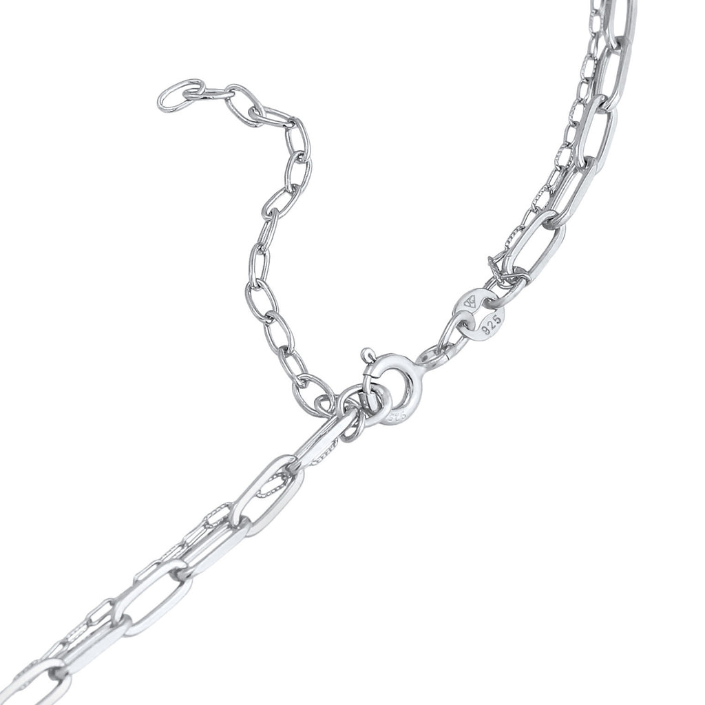 Silver Perhiasan Wanita Perak Asli - Silver Kalung  Layer Links Oval Basic Blogger Trend Filigree