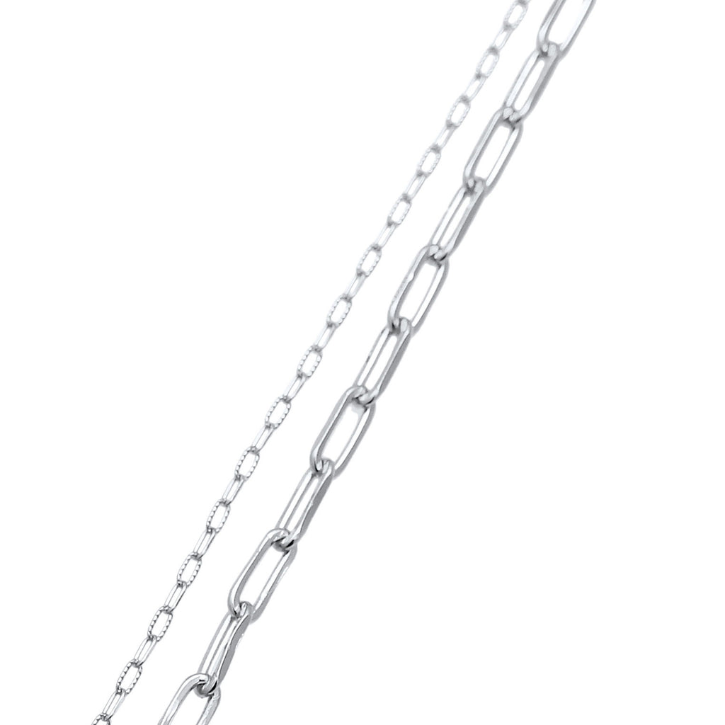 Silver Perhiasan Wanita Perak Asli - Silver Kalung  Layer Links Oval Basic Blogger Trend Filigree