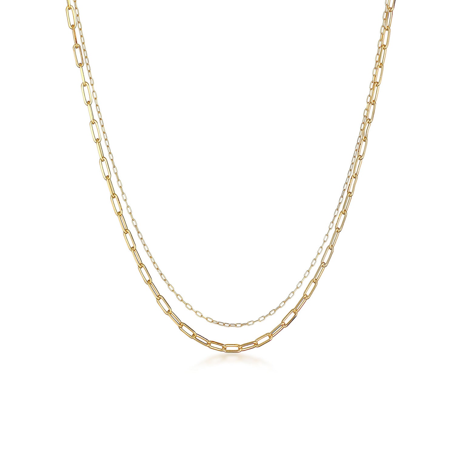 Gold Perhiasan Wanita Perak Asli - Silver Kalung  Layer Links Oval Basic Blogger Trend Filigree Lapis Emas