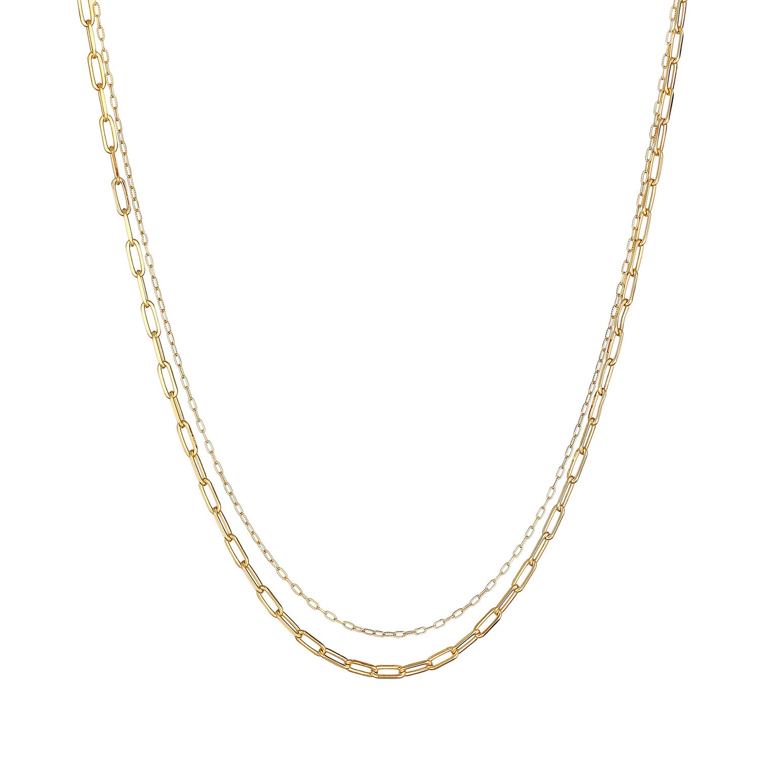 Gold Perhiasan Wanita Perak Asli - Silver Kalung  Layer Links Oval Basic Blogger Trend Filigree Lapis Emas