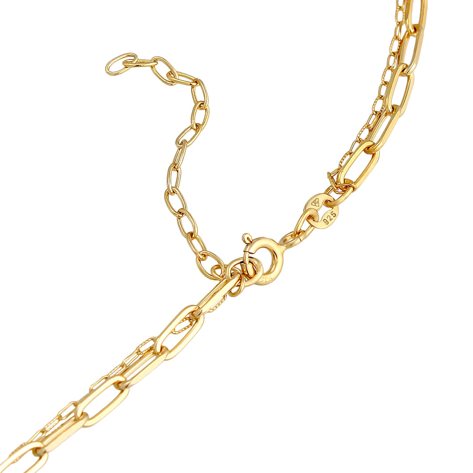 Gold Perhiasan Wanita Perak Asli - Silver Kalung  Layer Links Oval Basic Blogger Trend Filigree Lapis Emas