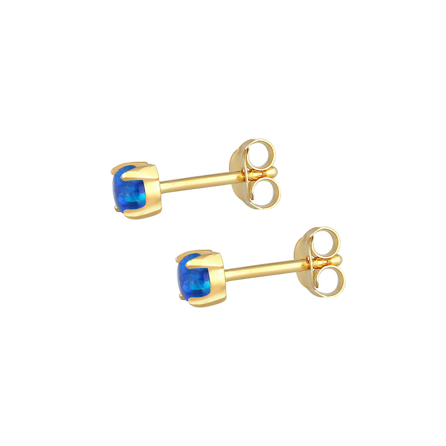 Dark Blue Perhiasan Wanita Perak Asli - Silver Anting Stud Synthetic Opal Gold Plated