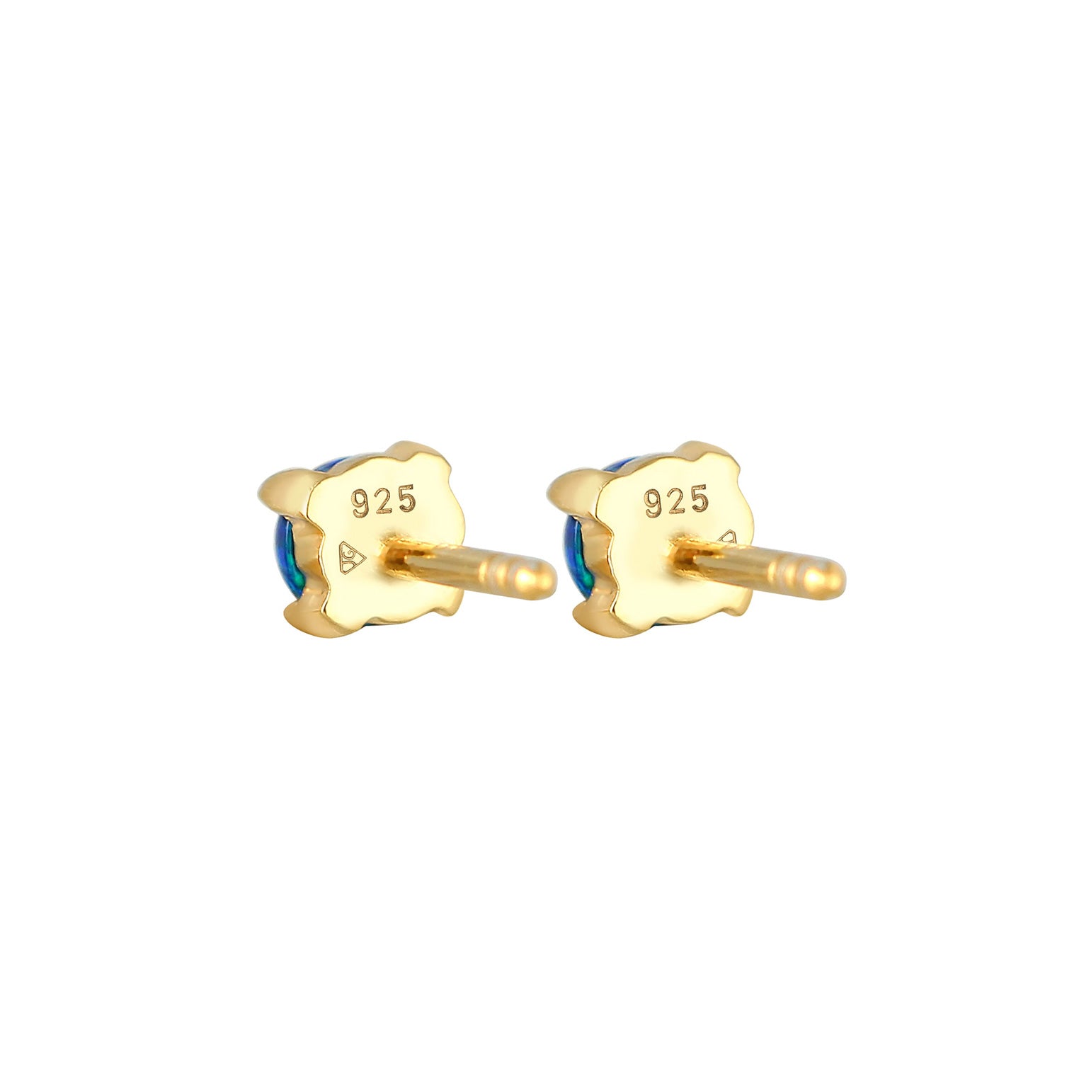 Dark Blue Perhiasan Wanita Perak Asli - Silver Anting Stud Synthetic Opal Gold Plated
