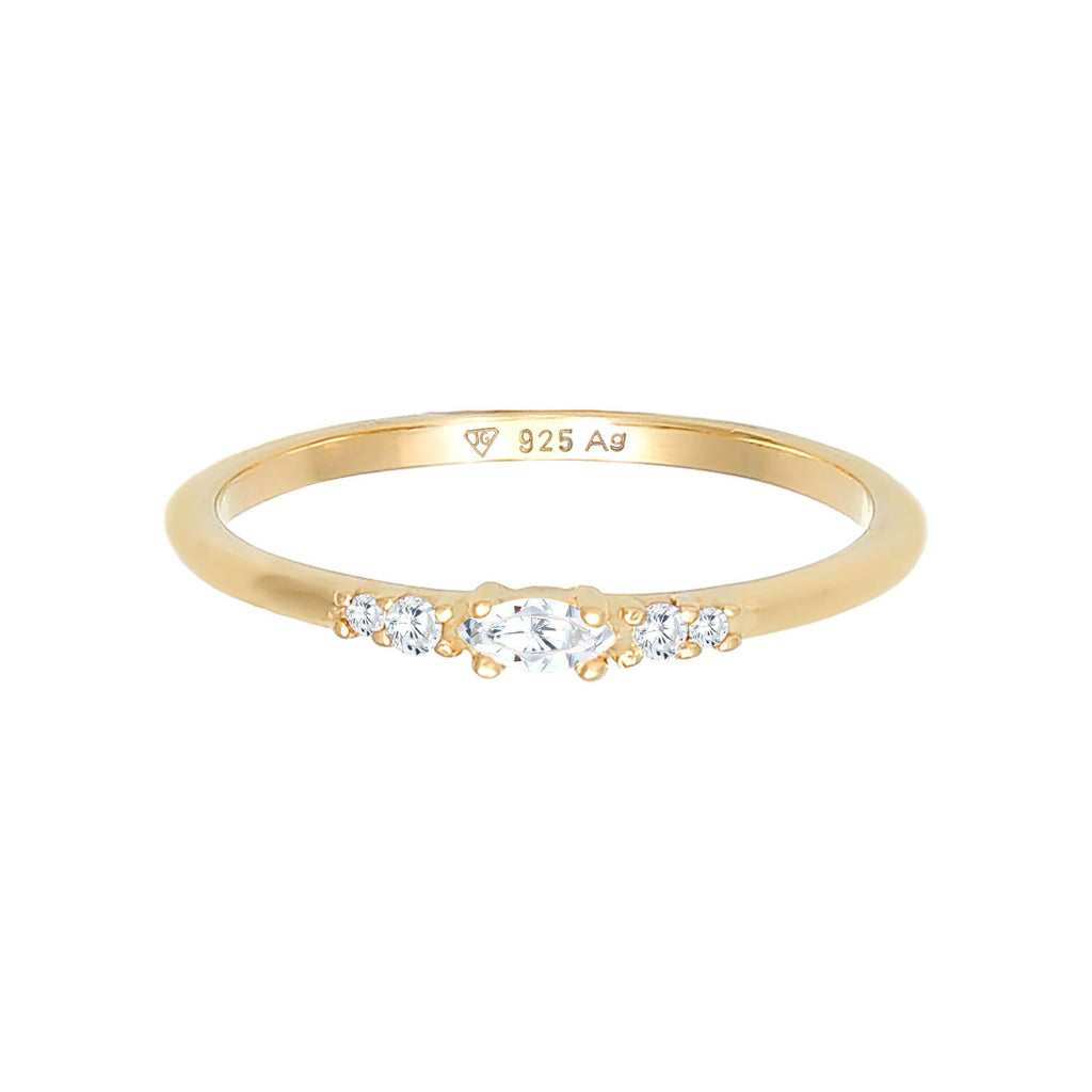 Gold Cincin Perhiasan Perak 925 Wanita Marquise Engagement Zirconia Gold Plated