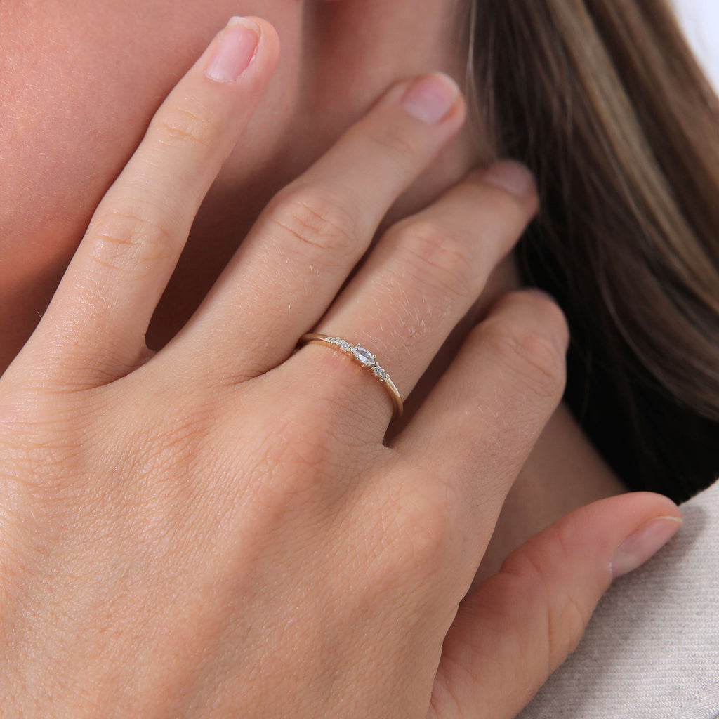 Gold Cincin Perhiasan Perak 925 Wanita Marquise Engagement Zirconia Gold Plated