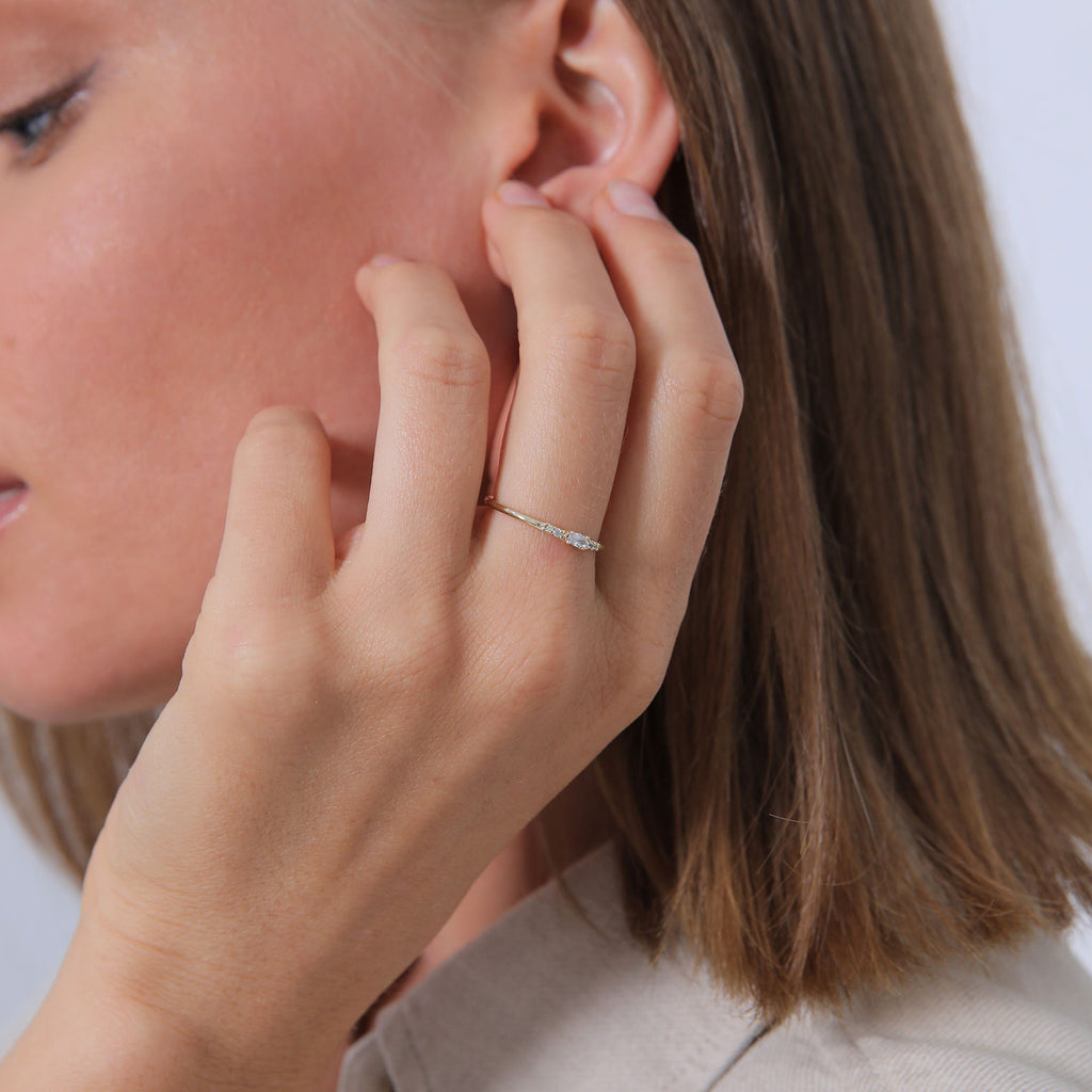 Gold Cincin Perhiasan Perak 925 Wanita Marquise Engagement Zirconia Gold Plated