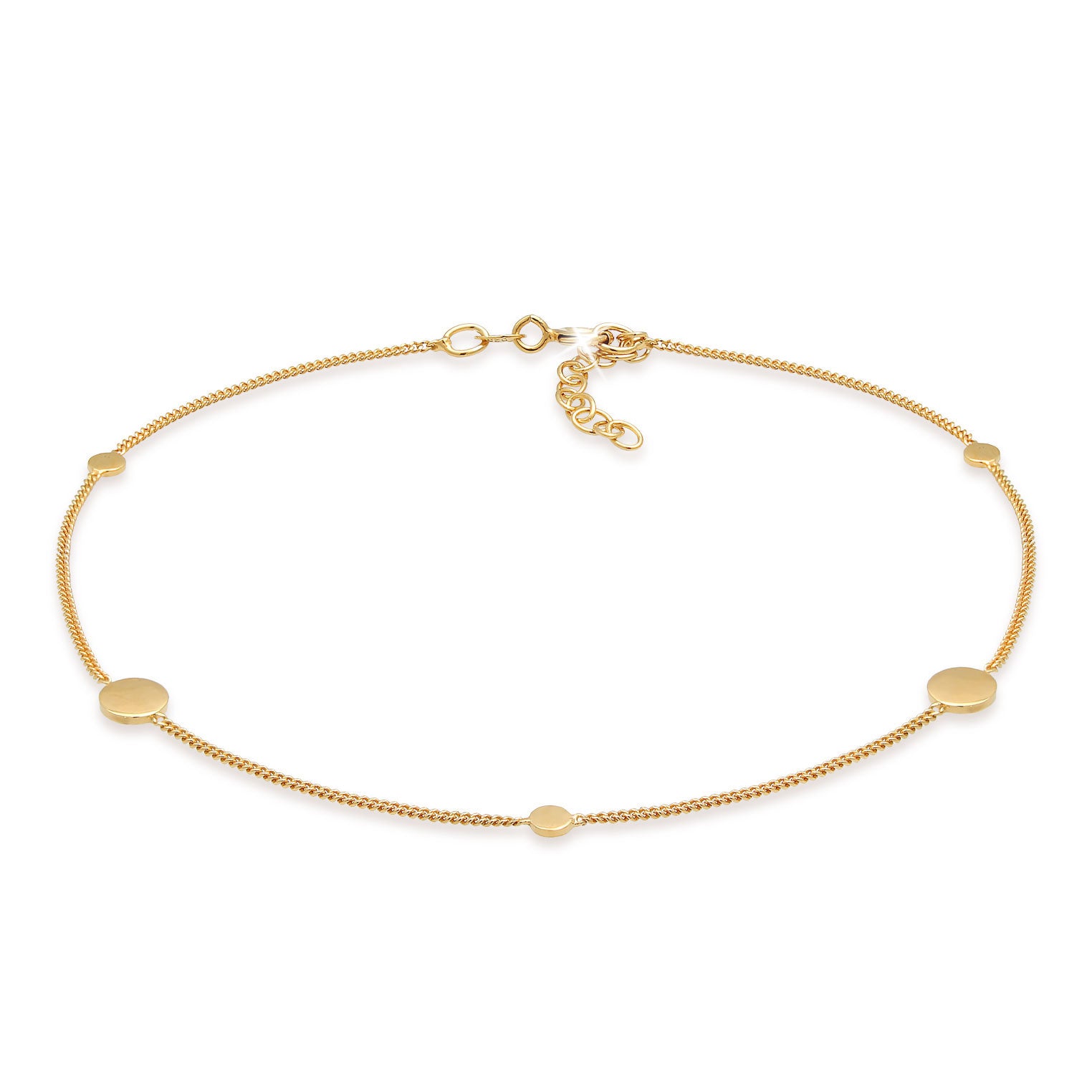 Gold Perhiasan Wanita Perak Asli - Silver Gelang Kaki Coin Gold Plated