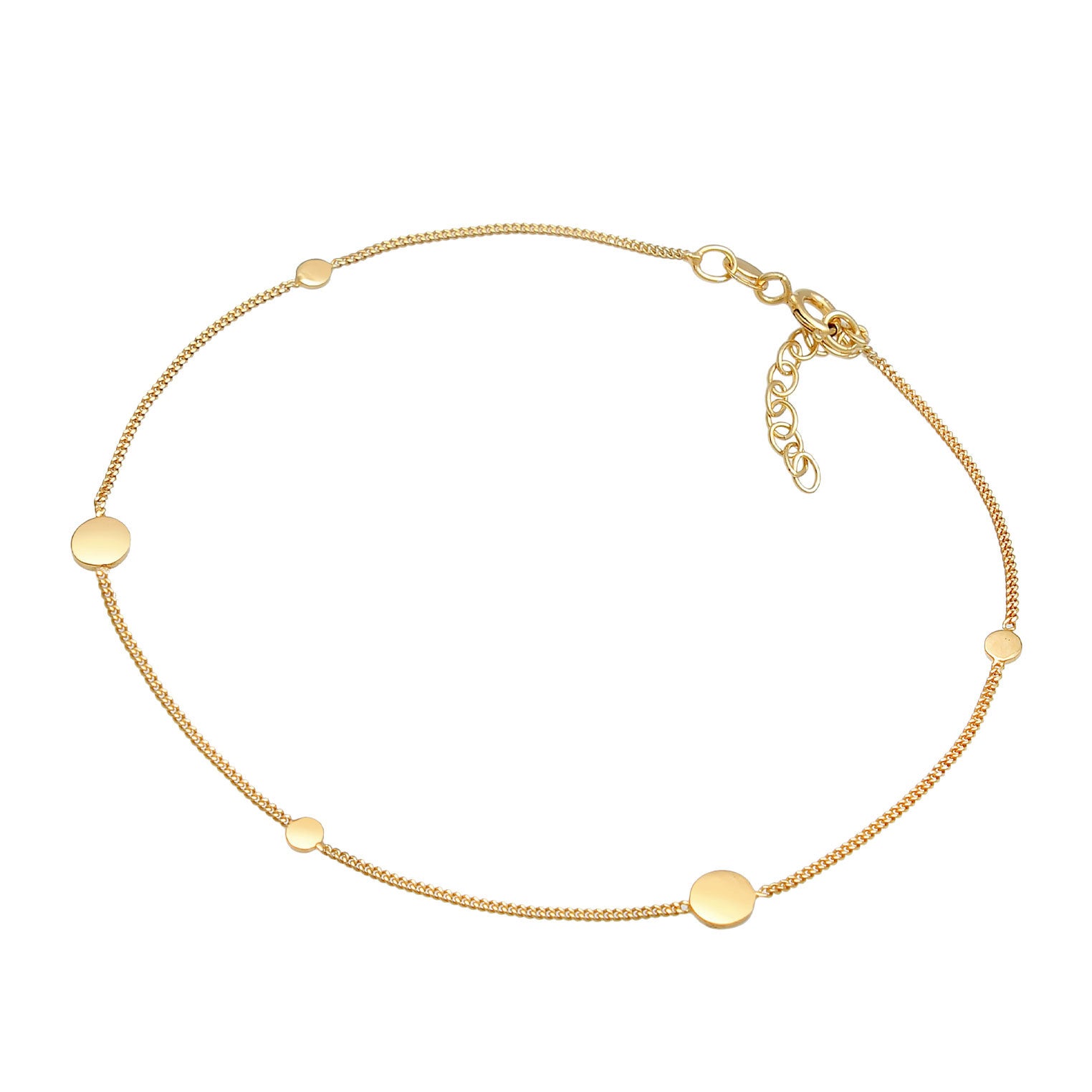 Gold Perhiasan Wanita Perak Asli - Silver Gelang Kaki Coin Gold Plated
