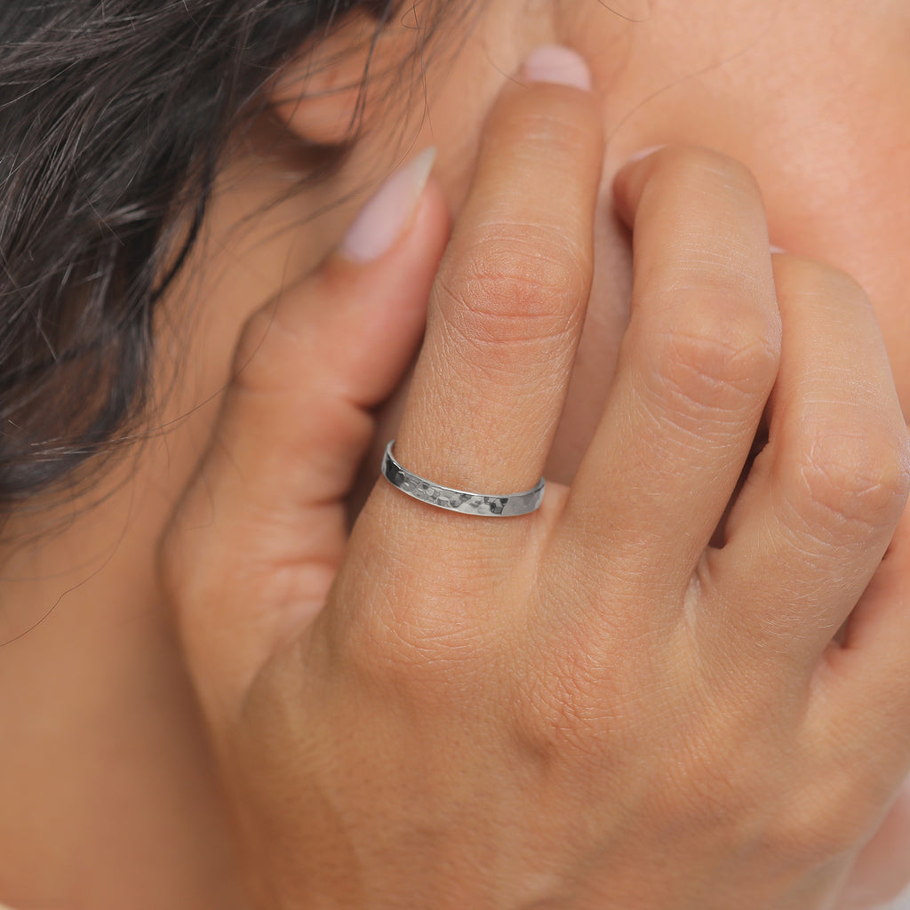 Hammered Band Ring 925 Silver