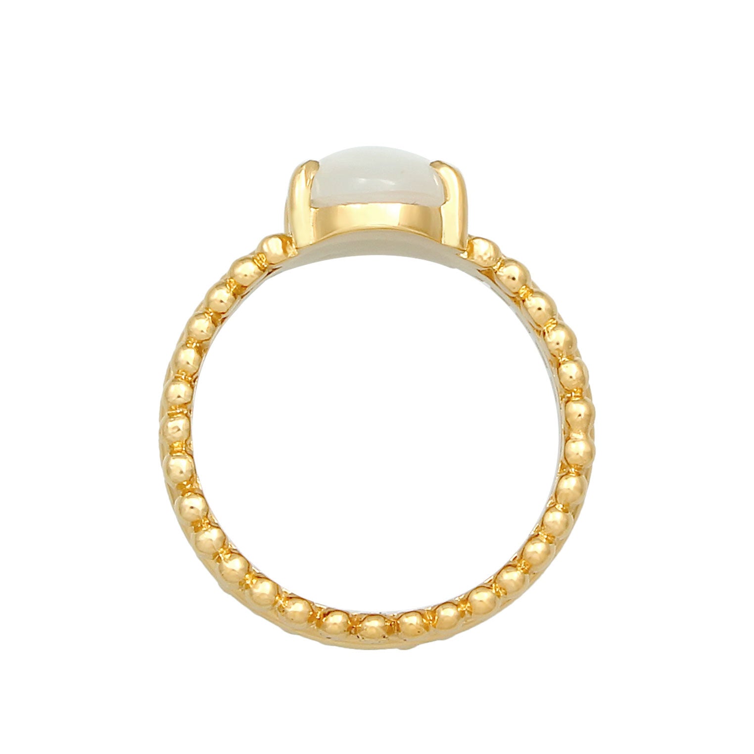 Gold Cincin Perhiasan Perak 925 Wanita Chunky Glamour Moonstone Gold Plated