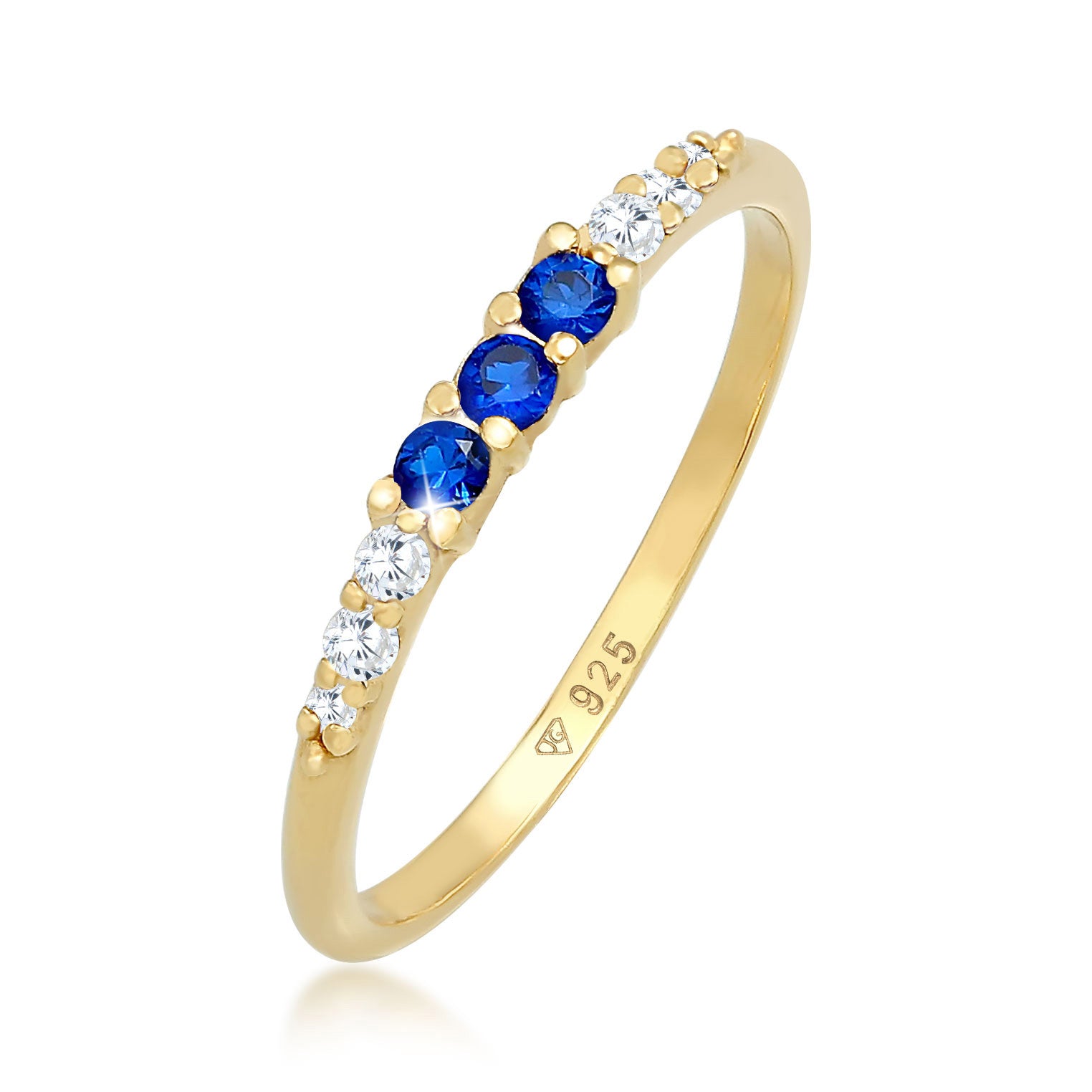 Gold Cincin Perhiasan Perak 925 Wanita Zirconia Synthetic Sapphire Gold Plated