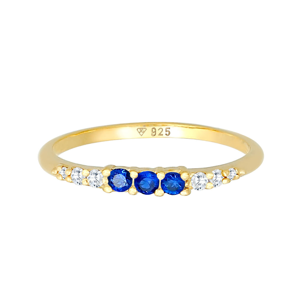 Gold Cincin Perhiasan Perak 925 Wanita Zirconia Synthetic Sapphire Gold Plated