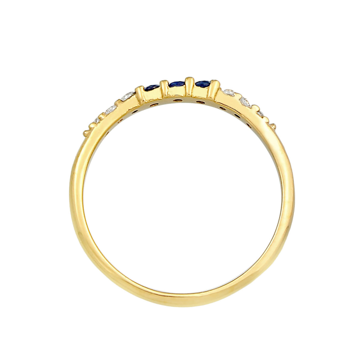 Sapphire and Zirconia Half-Eternity Ring 925 Silver Gold Plated