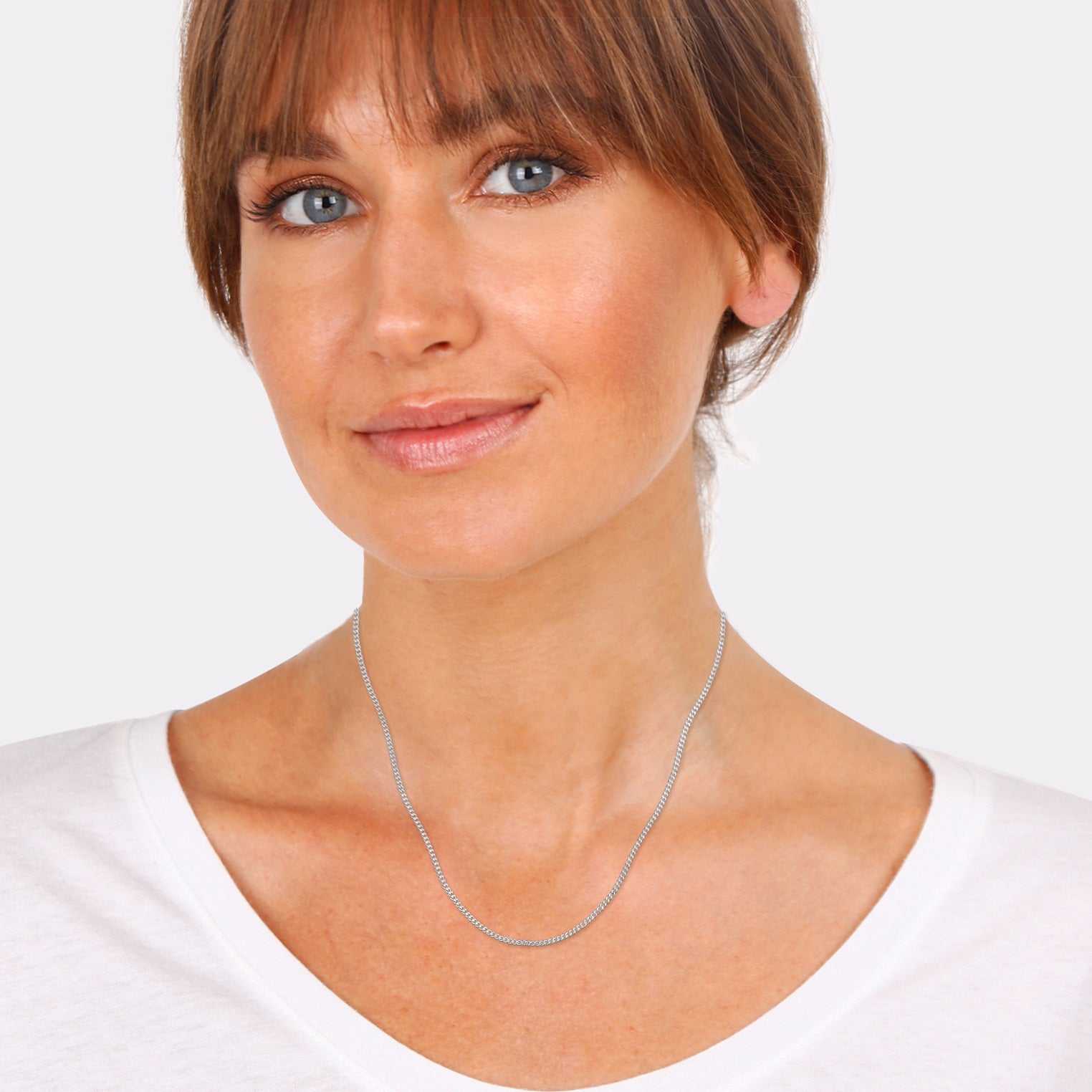 Silver Perhiasan Wanita Perak Asli - Silver Kalung  Curb Chain Basic Filigree Trend Blogger