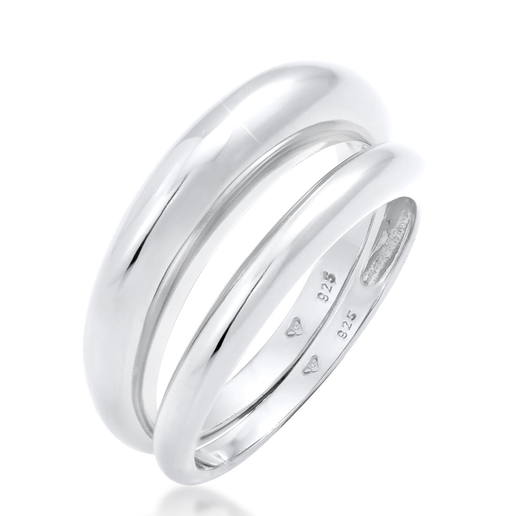 Ring Set Basic Chunky Trend In 925 Sterling Silver Gold Plated