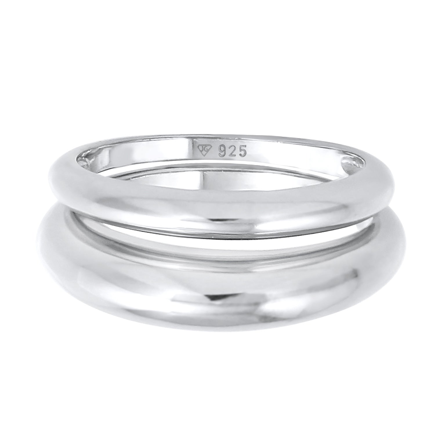 Silver Perhiasan Wanita Perak Asli - Silver Cincin Set Basic Chunky Trend