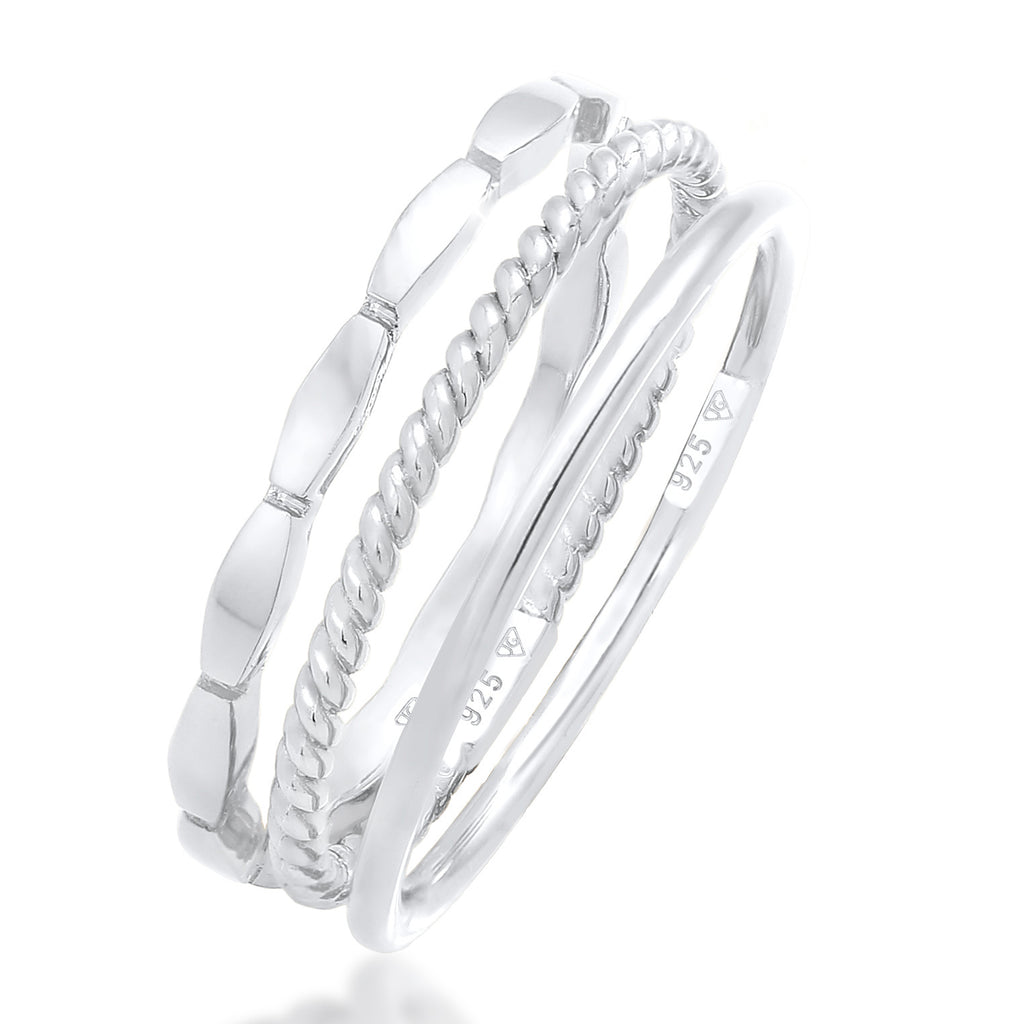 Silver Cincin Perhiasan Perak 925 Wanita Trio Basic Timeless