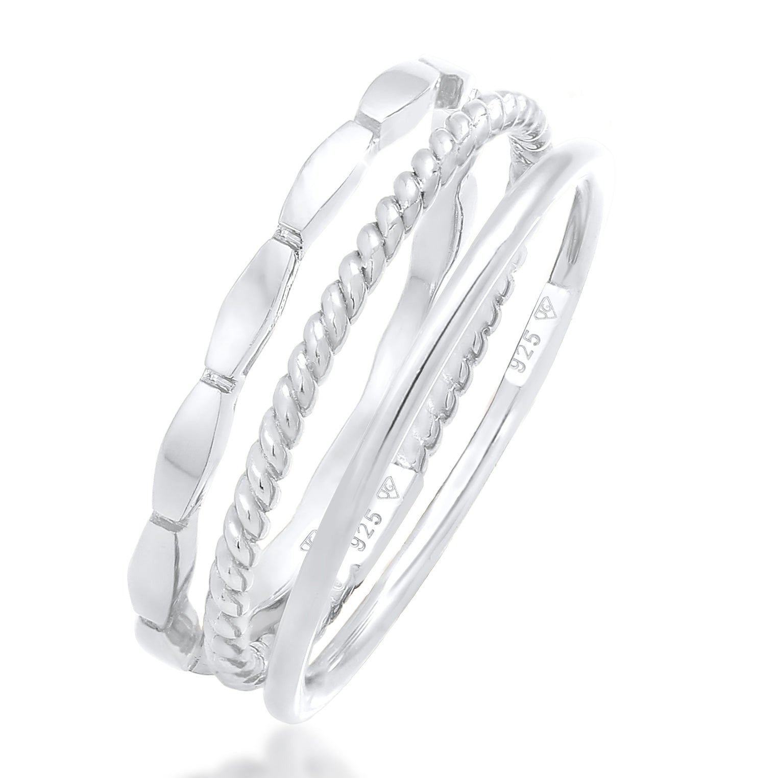 Silver Cincin Perhiasan Perak 925 Wanita Trio Basic Timeless