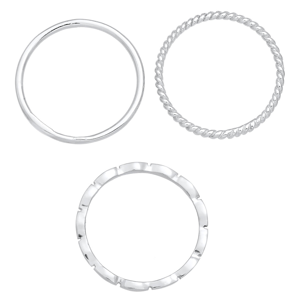 Silver Cincin Perhiasan Perak 925 Wanita Trio Basic Timeless