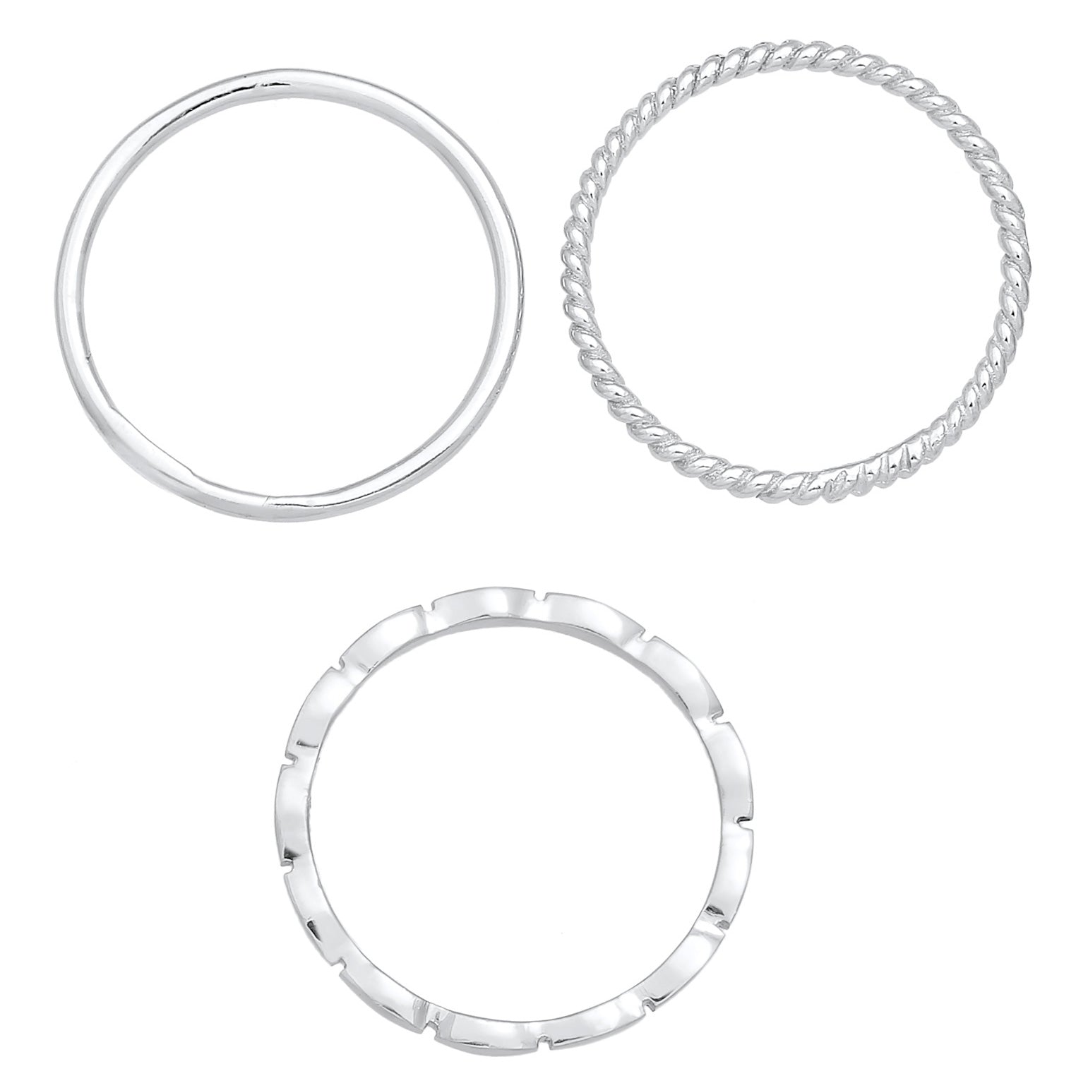 Silver Cincin Perhiasan Perak 925 Wanita Trio Basic Timeless