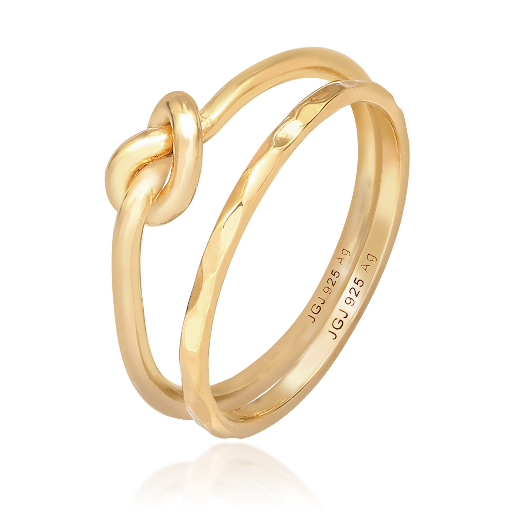 Gold Cincin Perhiasan Perak 925 Wanita Duo Knot Gold Plated