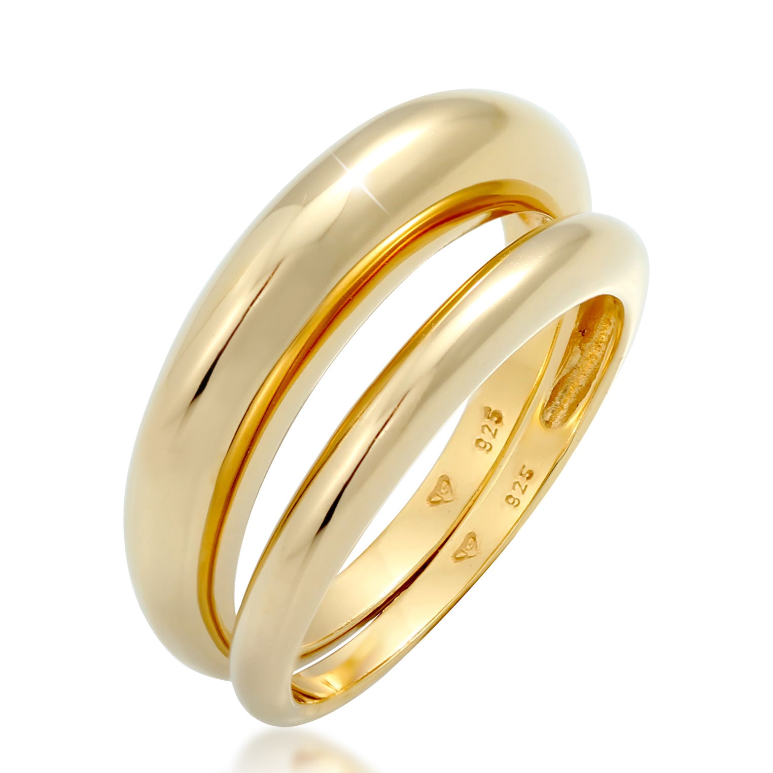 Gold Cincin Perhiasan Perak 925 Wanita Set Basic Chunky Trend Gold Plated