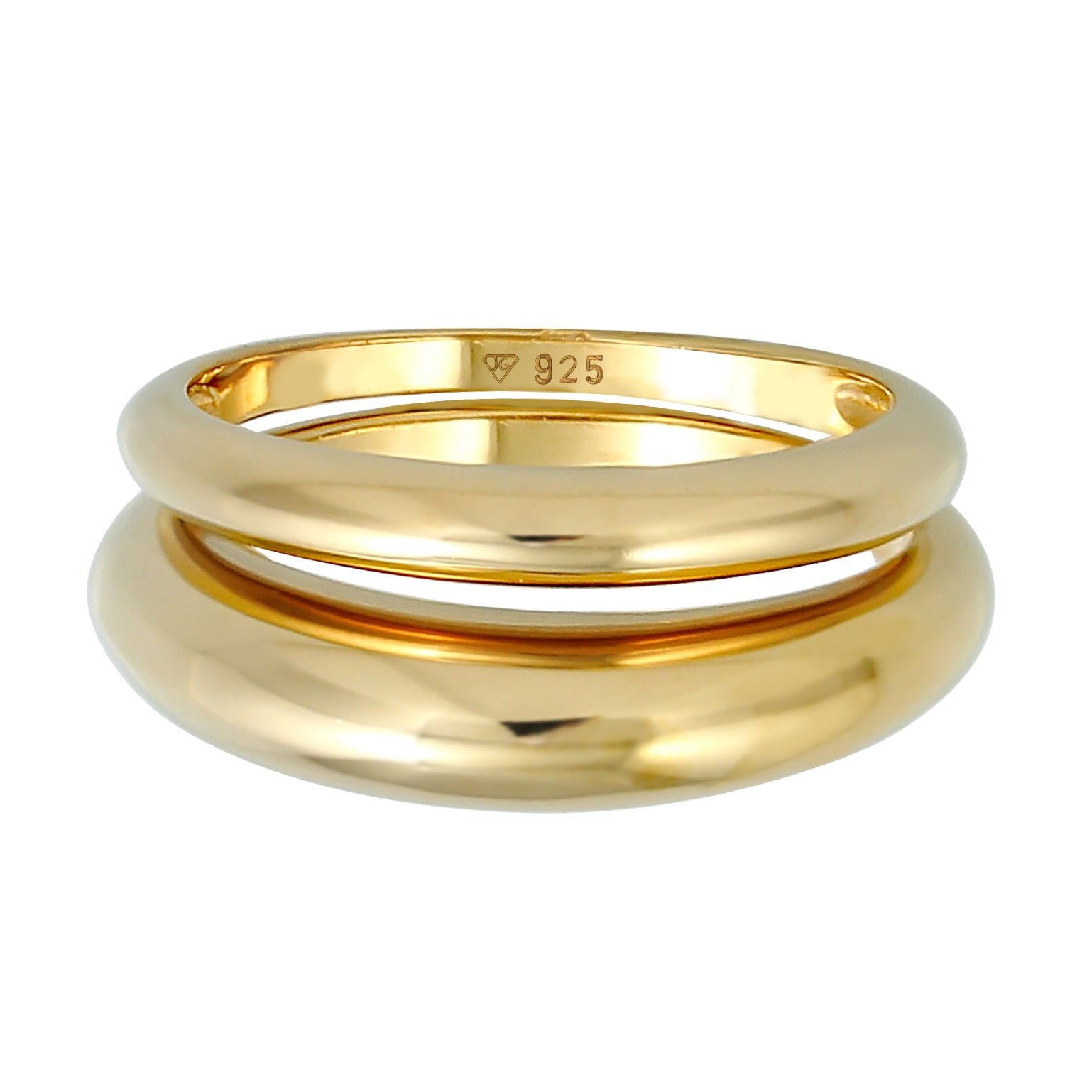 Gold Cincin Perhiasan Perak 925 Wanita Set Basic Chunky Trend Gold Plated