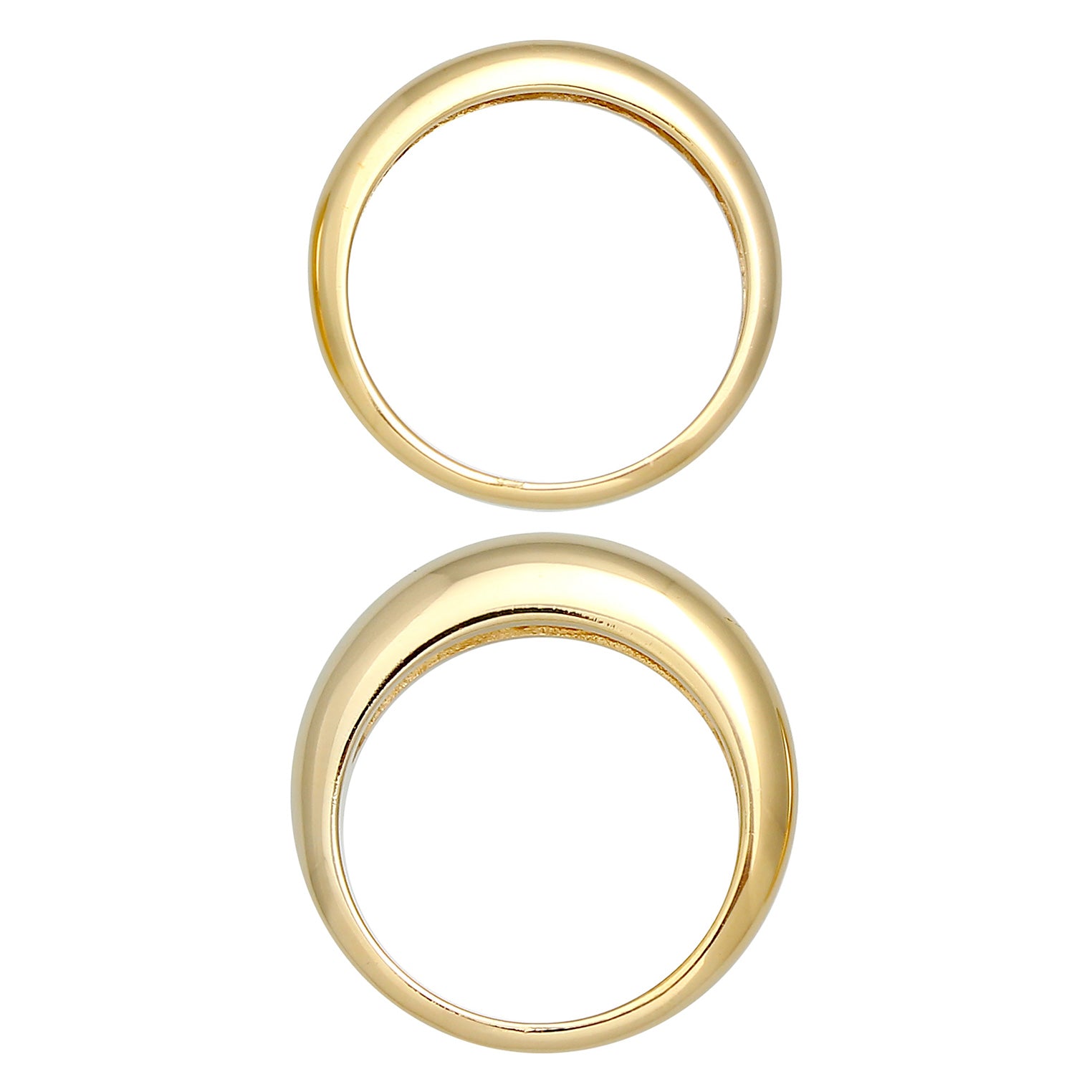 Gold Cincin Perhiasan Perak 925 Wanita Set Basic Chunky Trend Gold Plated