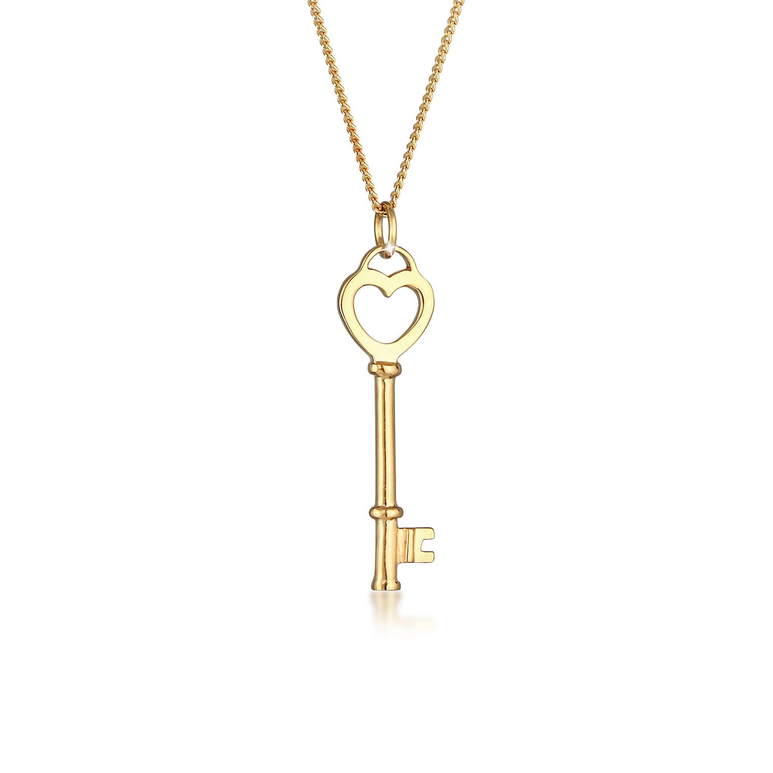 Gold Perhiasan Wanita Perak Asli - Silver Kalung  Key Heart Love Symbol Lapis Emas