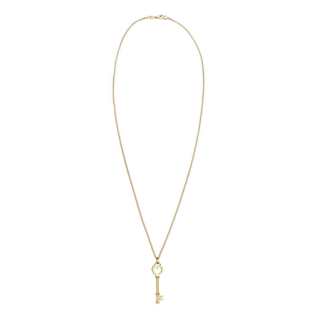Gold Perhiasan Wanita Perak Asli - Silver Kalung  Key Heart Love Symbol Lapis Emas