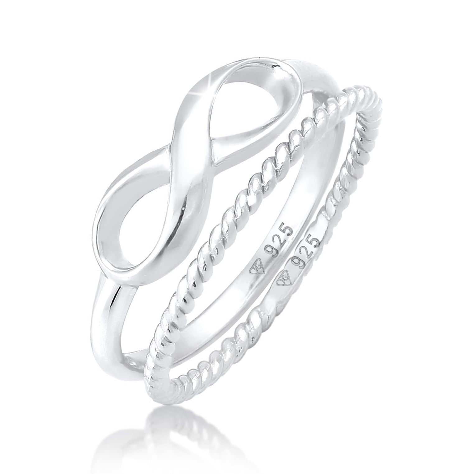 Silver Cincin Perhiasan Perak 925 Wanita Duo Infinity